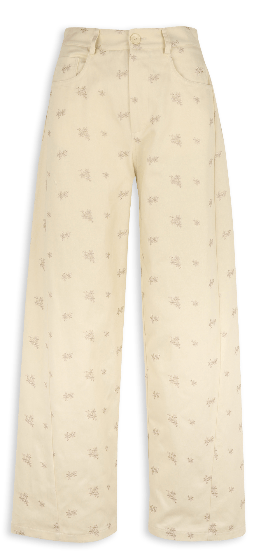 Wijde broek met hoge taille - katoenblend IMPERIAL Beige