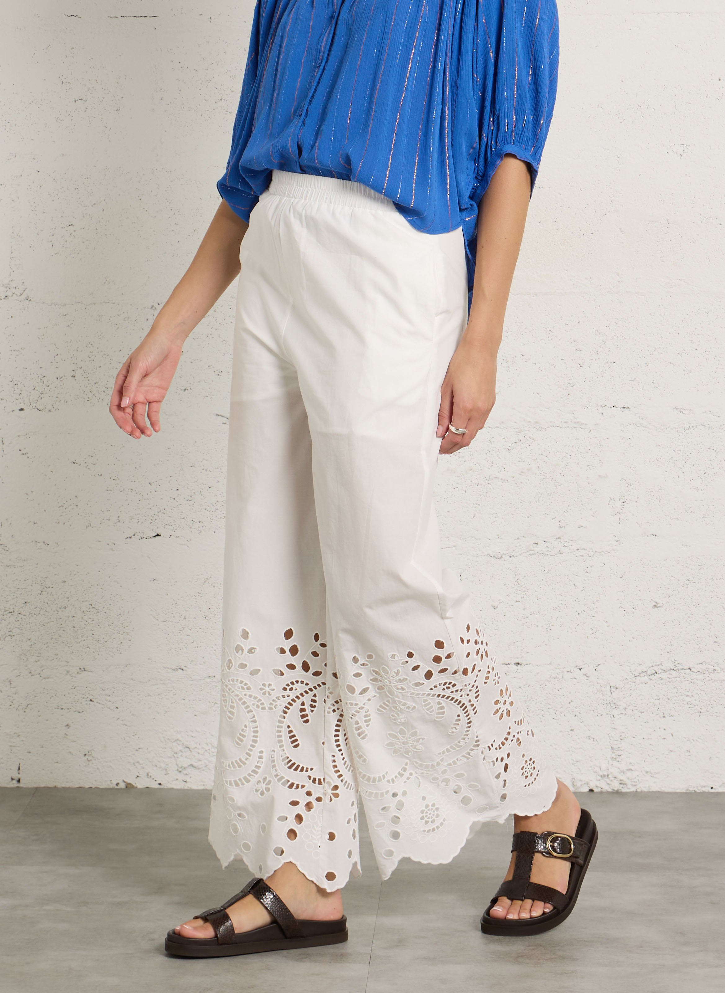 Wide cotton trousers  SEE U SOON White