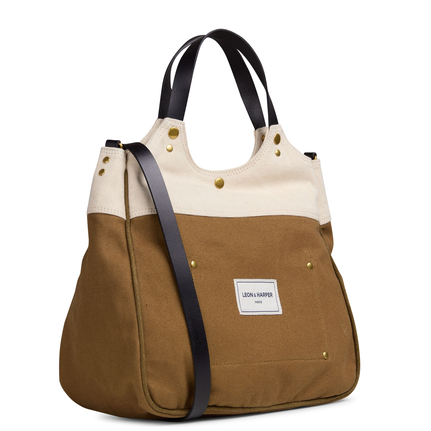 Sac cabas en coton LEON & HARPER Marron