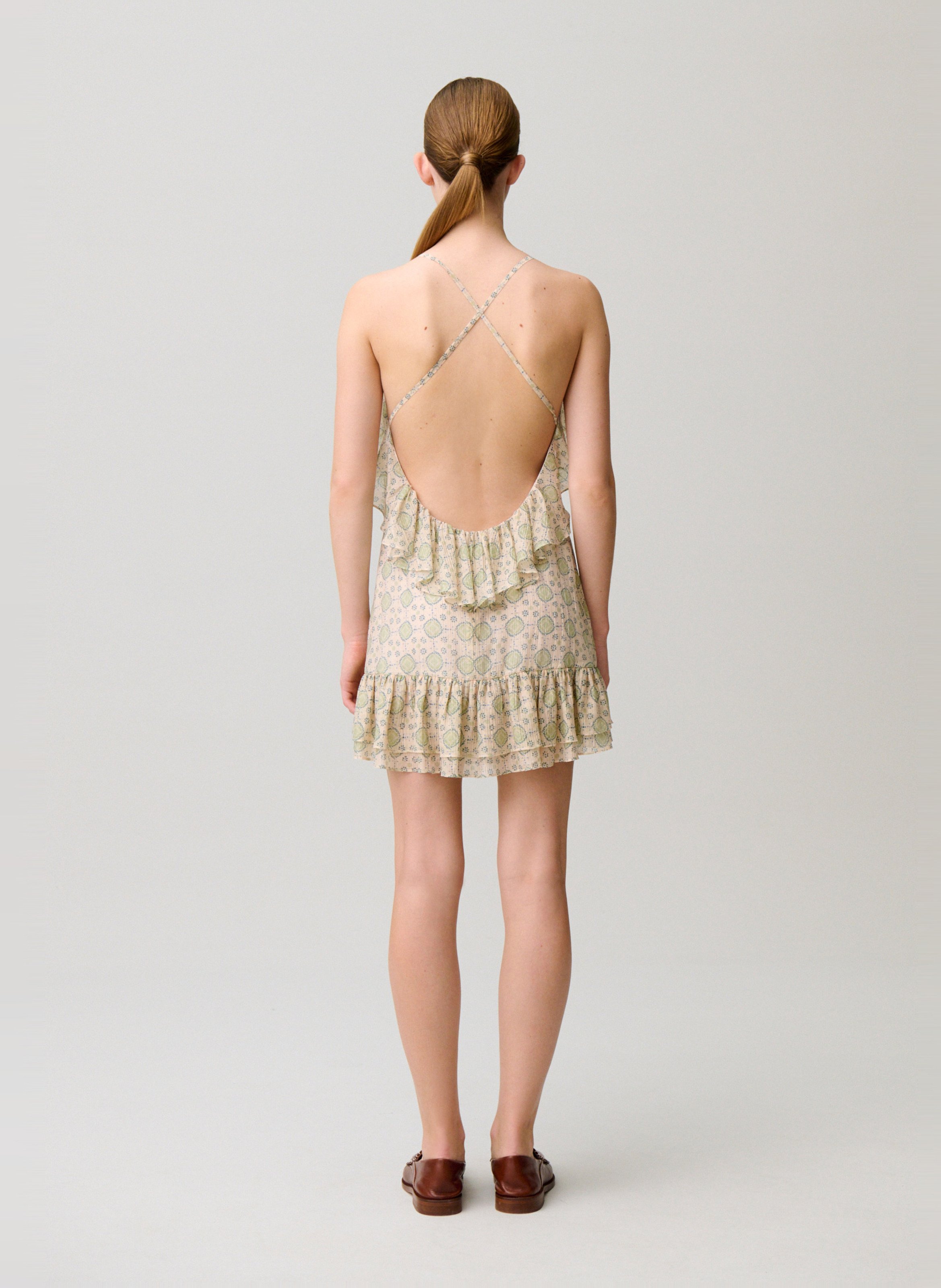 Robe courte col carré imprimée CLAUDIE PIERLOT Multicolore