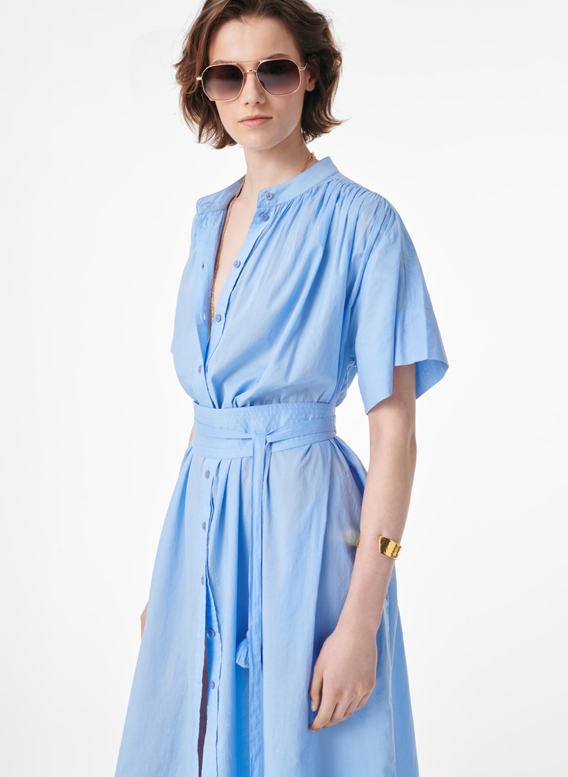 Baumwoll-Midikleid mit Rundhalsausschnitt VANESSA BRUNO Blau