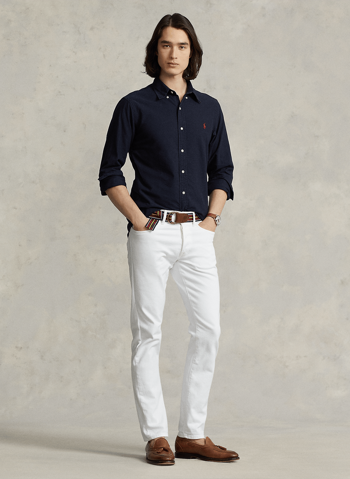 Chemise droite col classique en coton POLO RALPH LAUREN Bleu