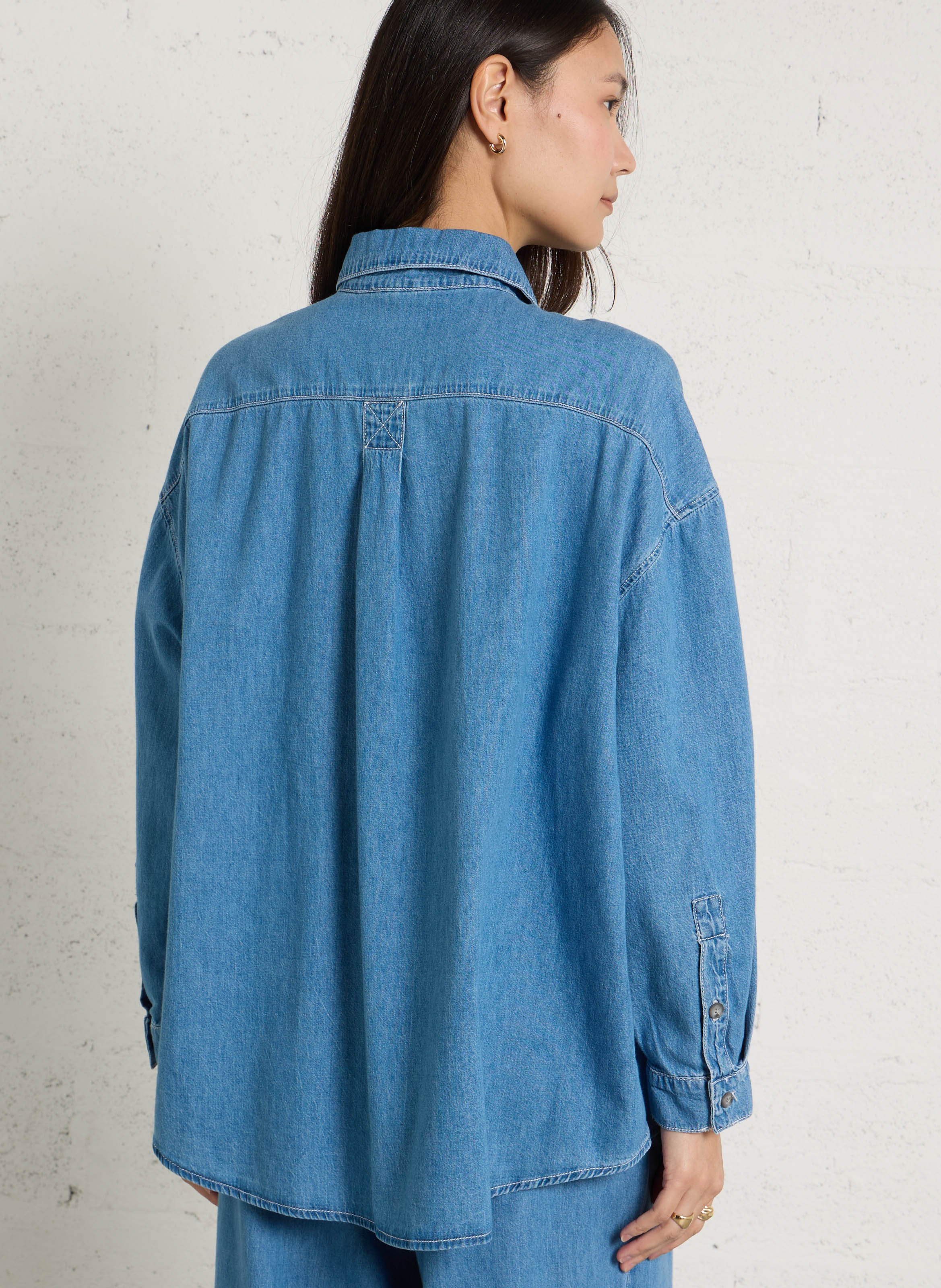 Oversized, katoenen blouse met klassieke kraag AMERICAN VINTAGE Blauw