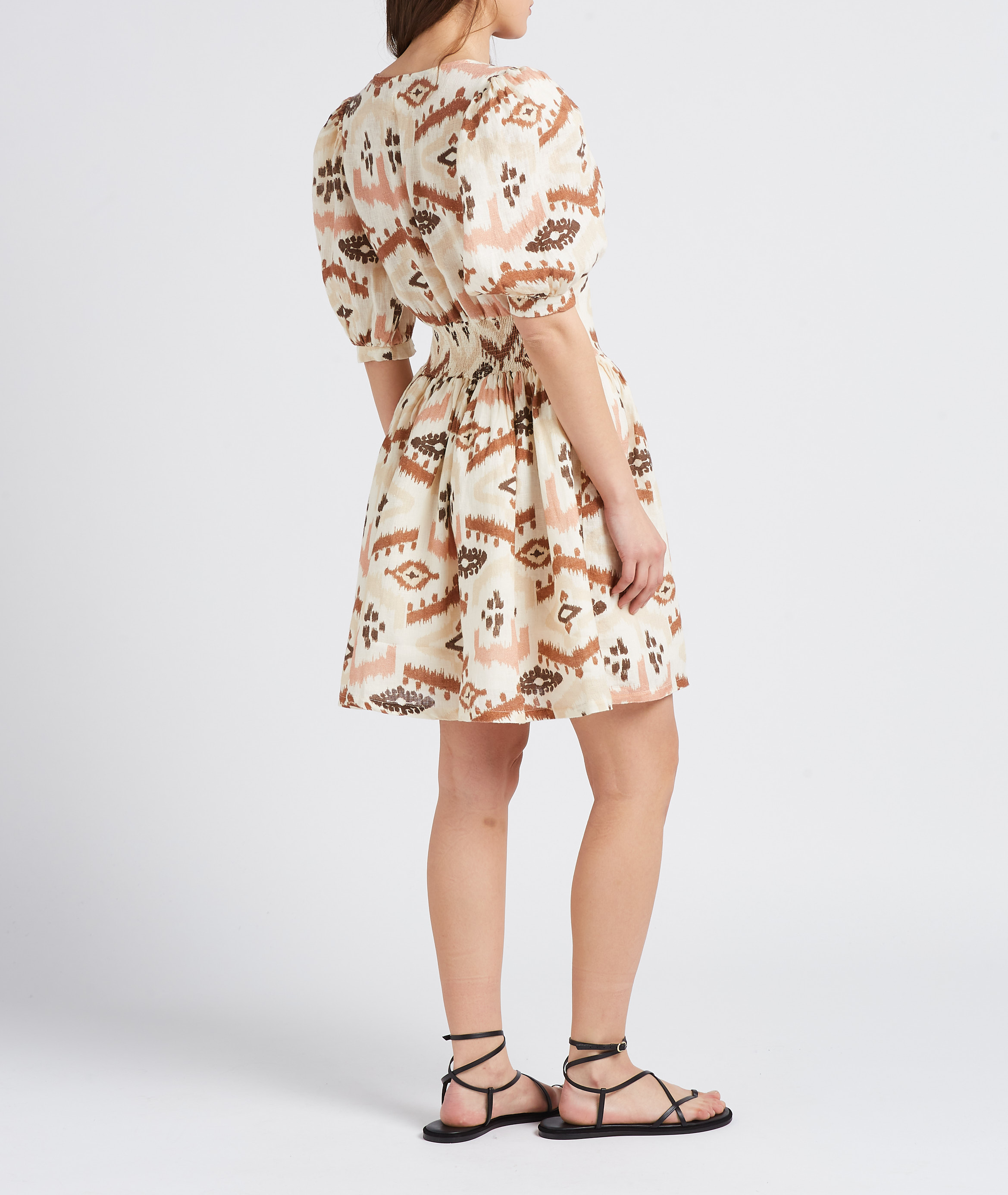 Short printed linen dress THE NEW SOCIETY Multicolored