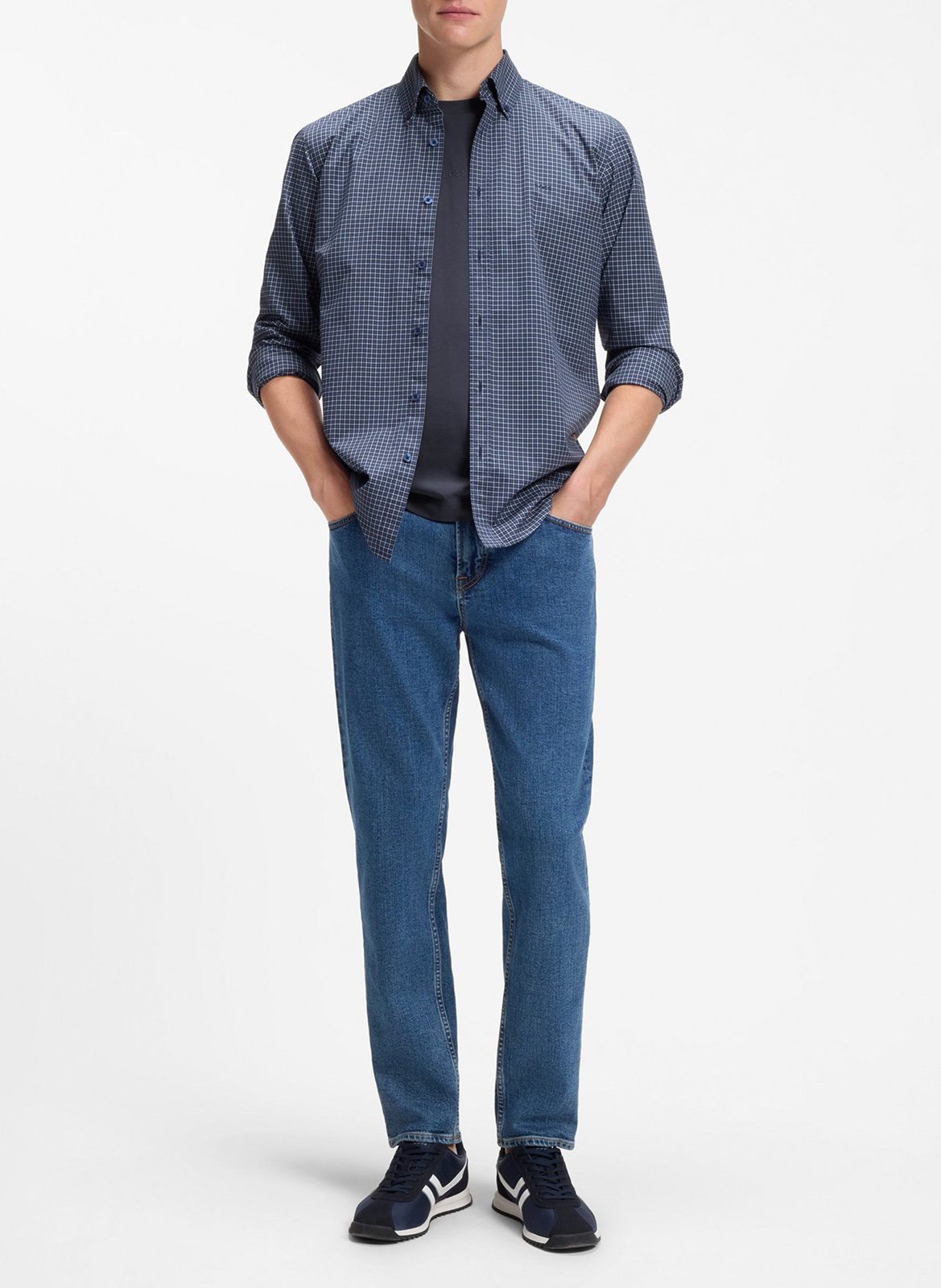 Basic cotton-mix T-shirt | Blue BOSS Men