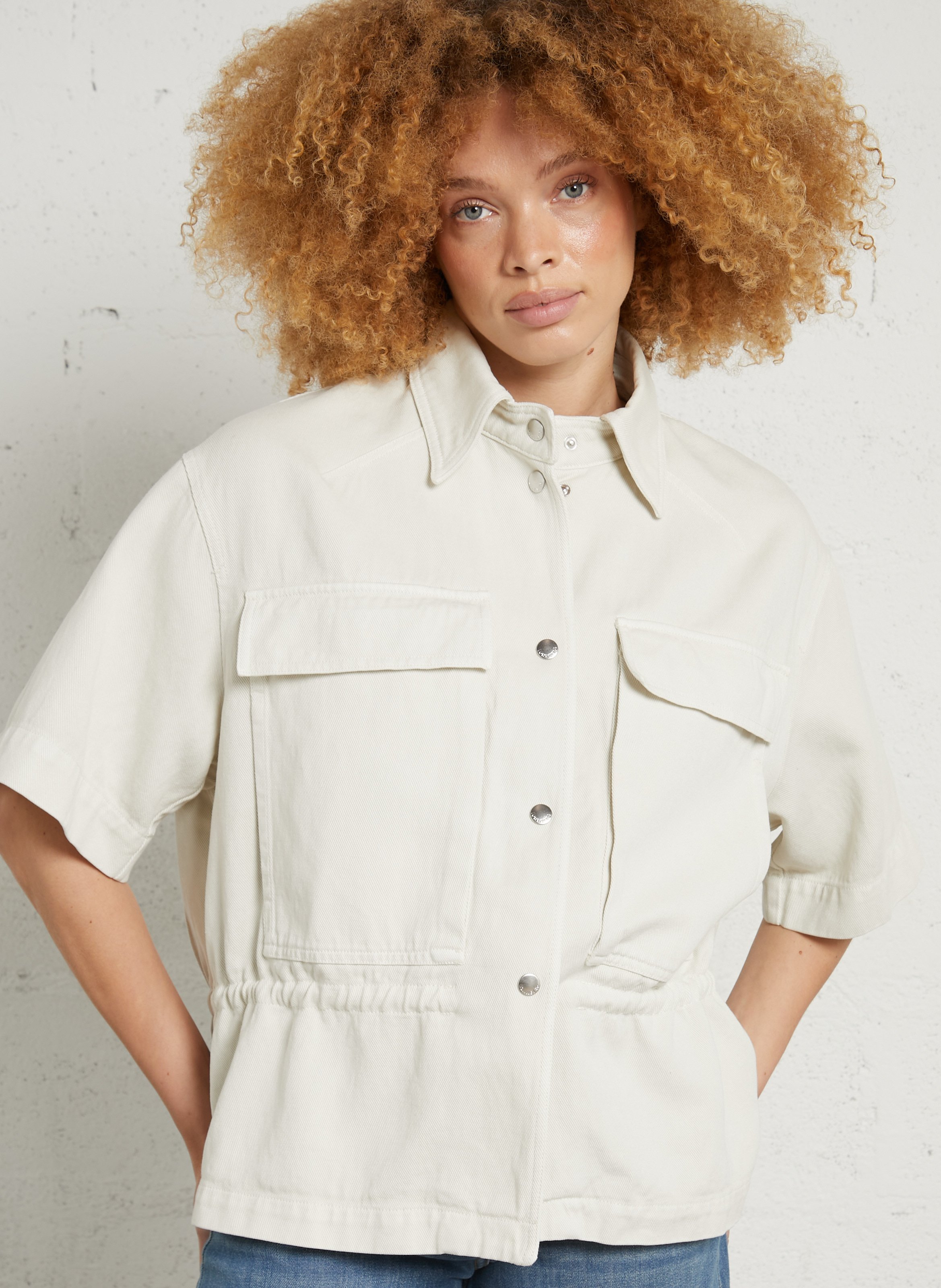 Jacke aus Leinen-Mix mit klassischem Kragen MARGAUX LONNBERG Weiss