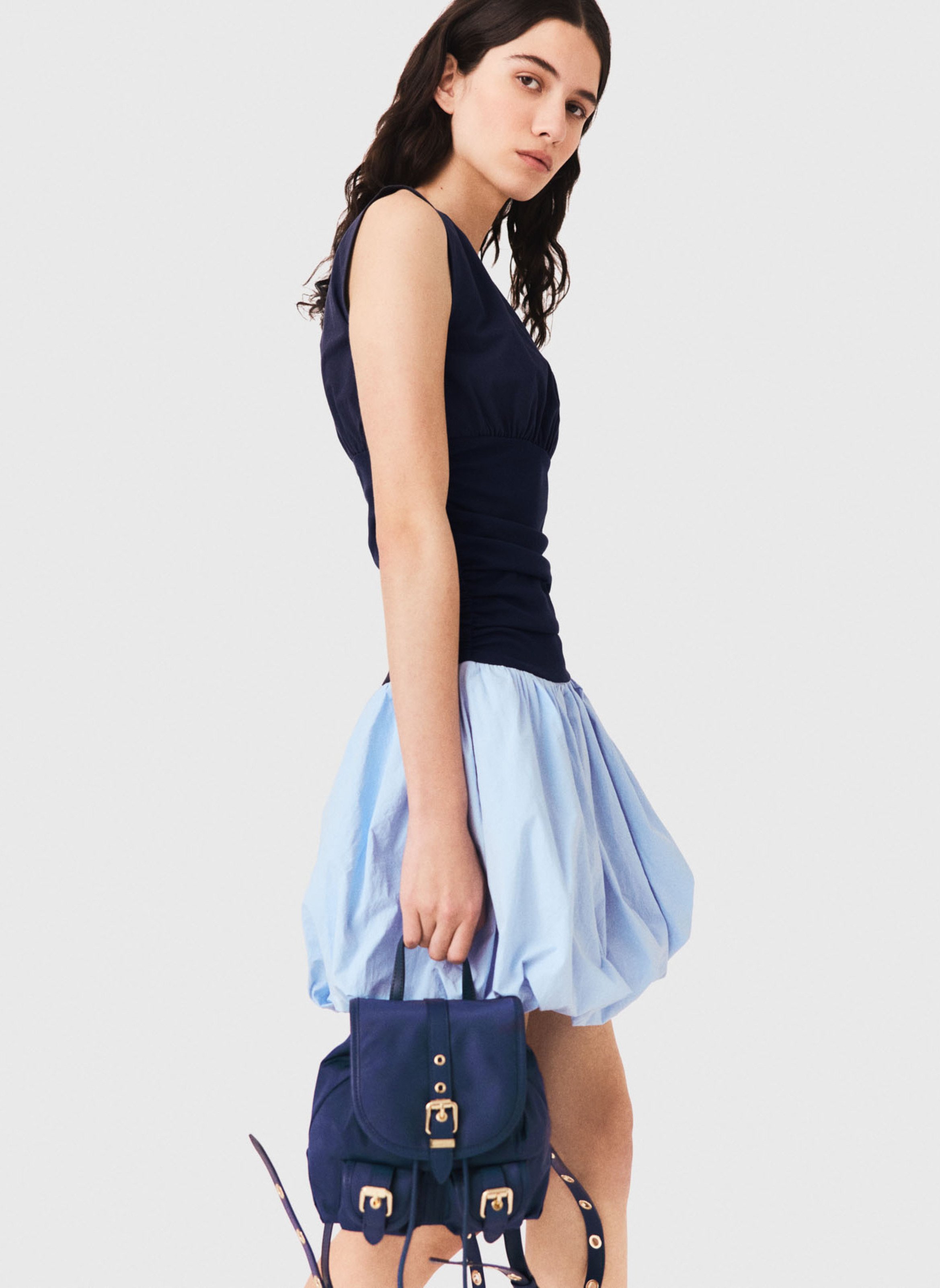 Robe courte bi-matière MAJE Bleu