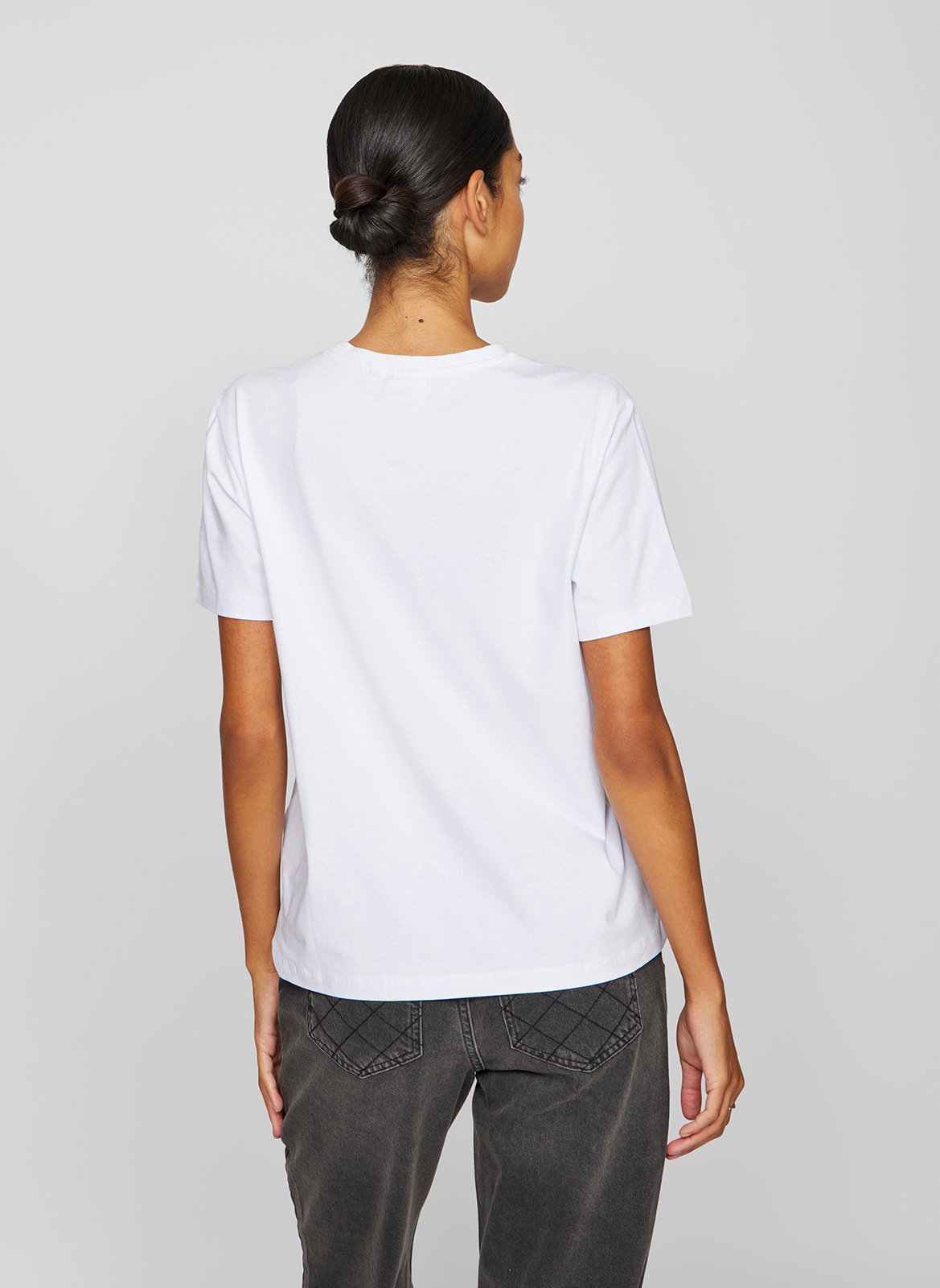 Round-neck organic cotton-blend T-shirt VILA White