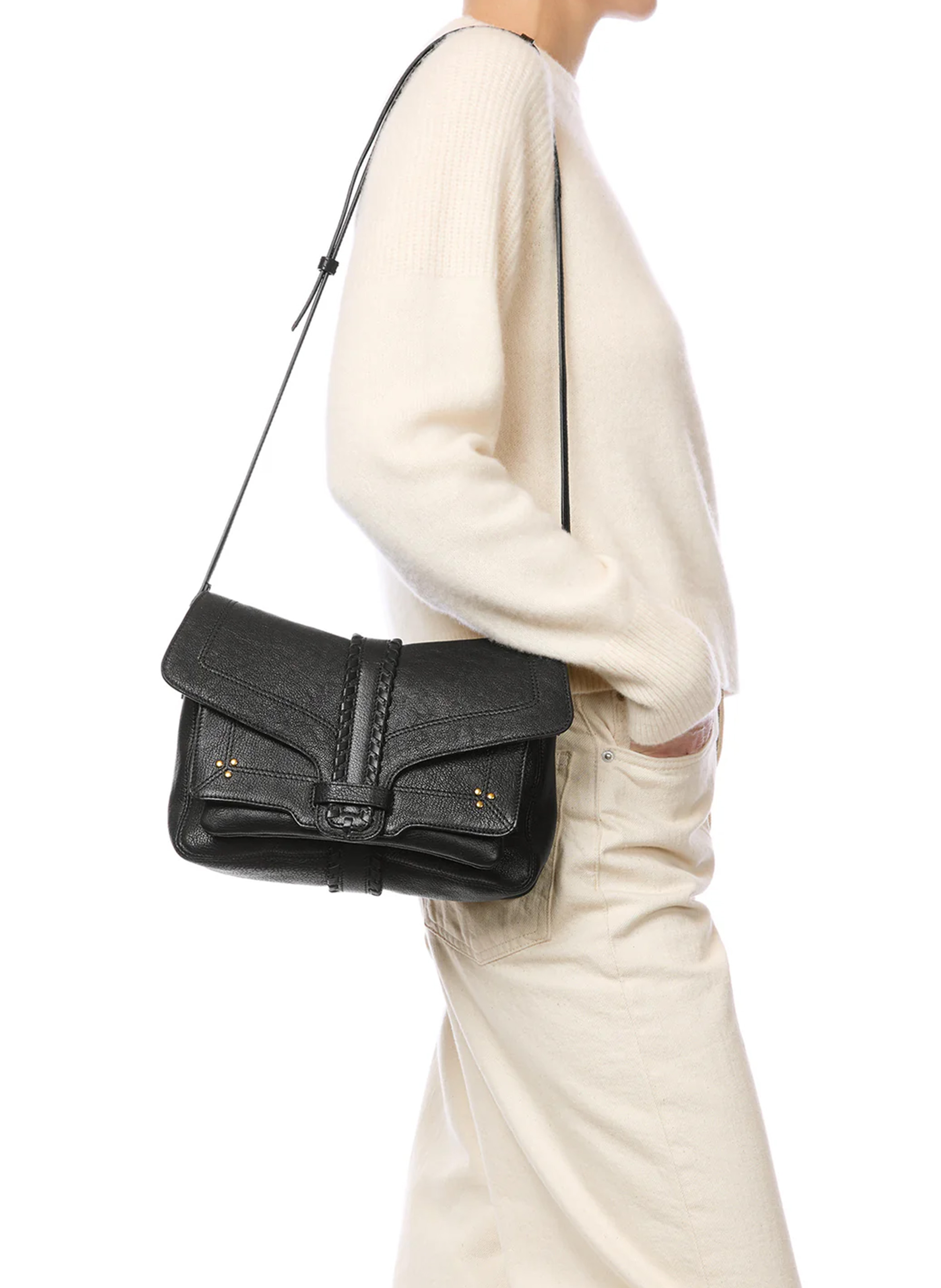 Leather flap shoulder bag JEROME DREYFUSS Black