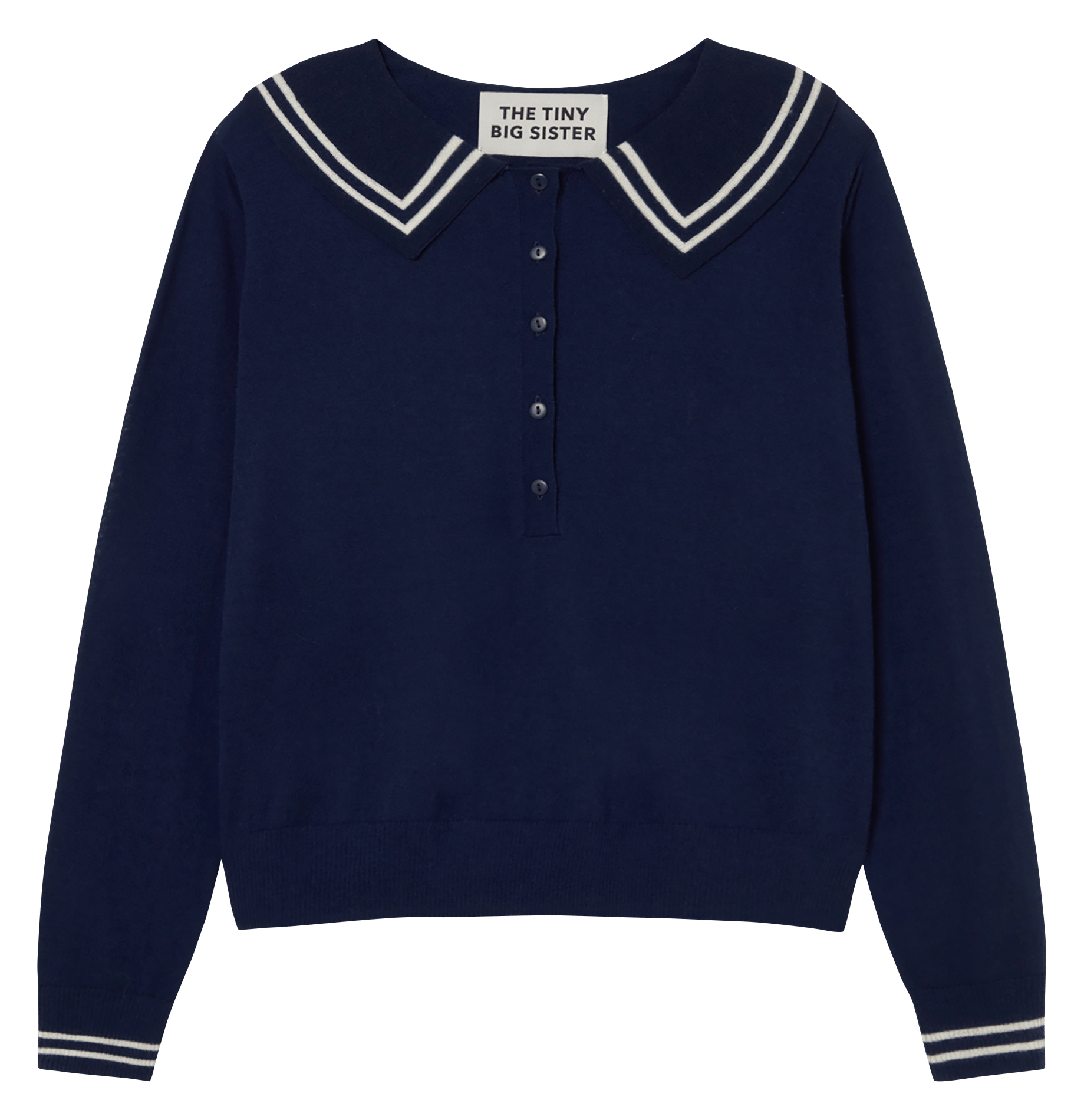 Wool sweater with Peter Pan collar THE TINY BIG SISTER Blue