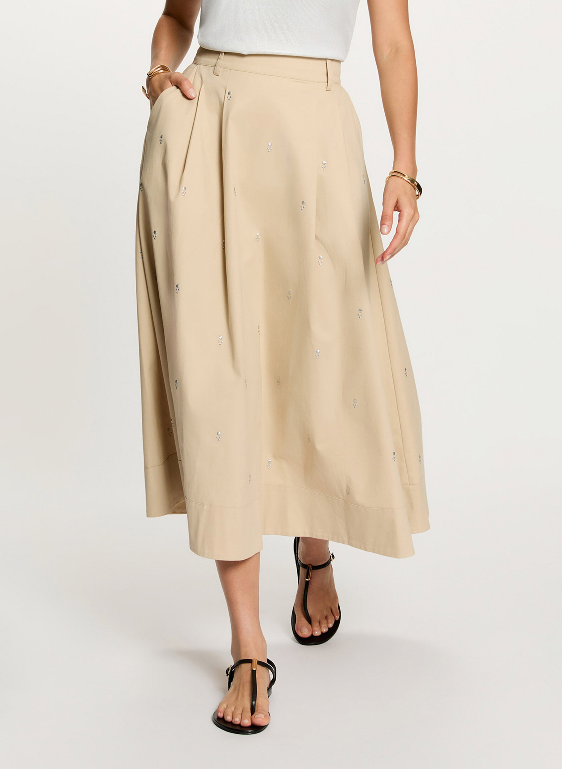 Long skirt in blended cotton MORGAN Beige