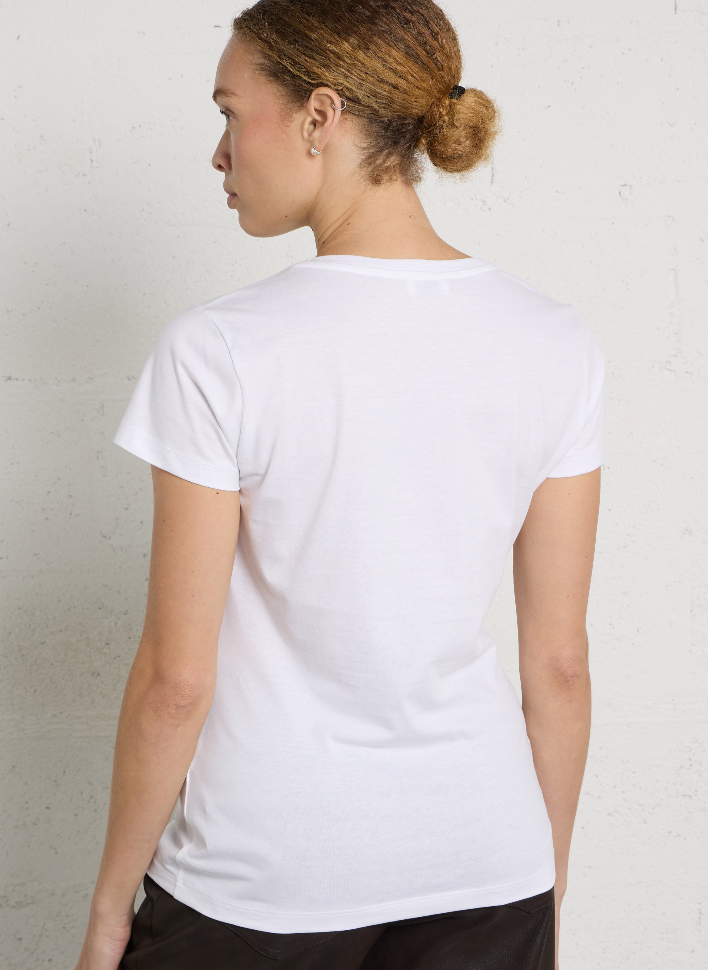 Gerade geschnittenes Baumwoll-T-Shirt mit V-Ausschnitt LIU JO Rot