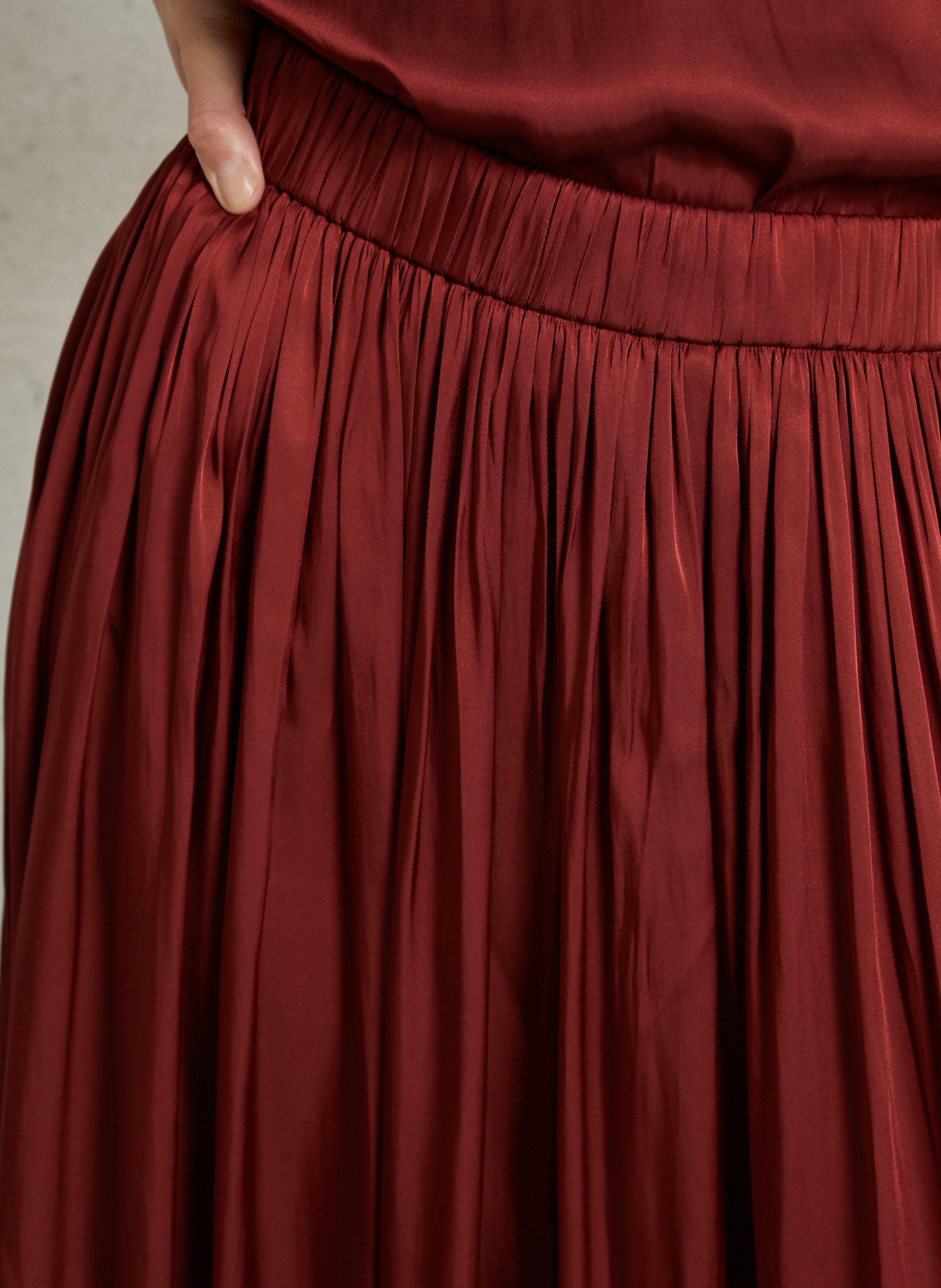 Jupe midi fluide taille haute MAISON 123 Rouge