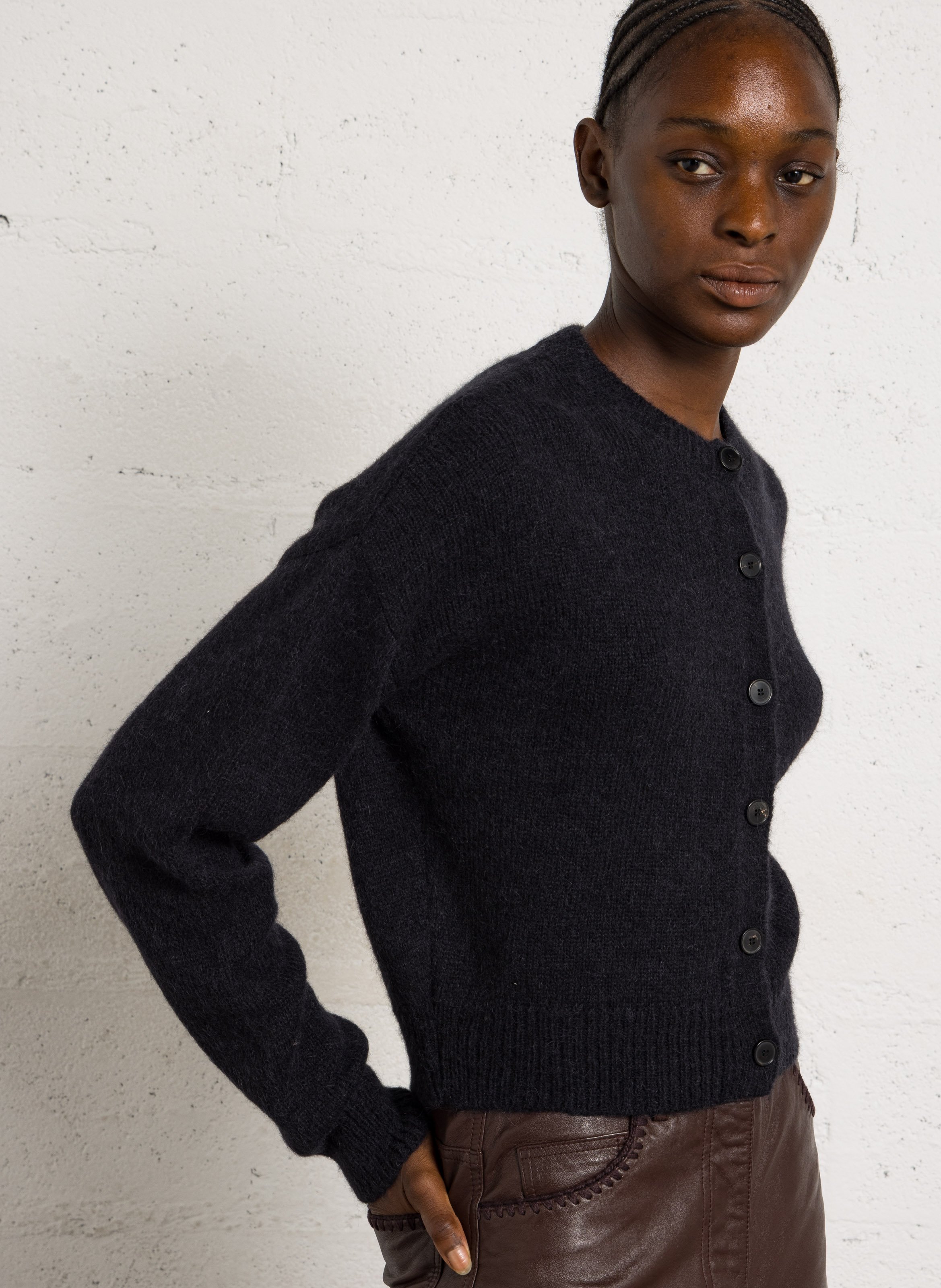 Vest met ronde hals - wolblend met alpaca MASSCOB Zwart