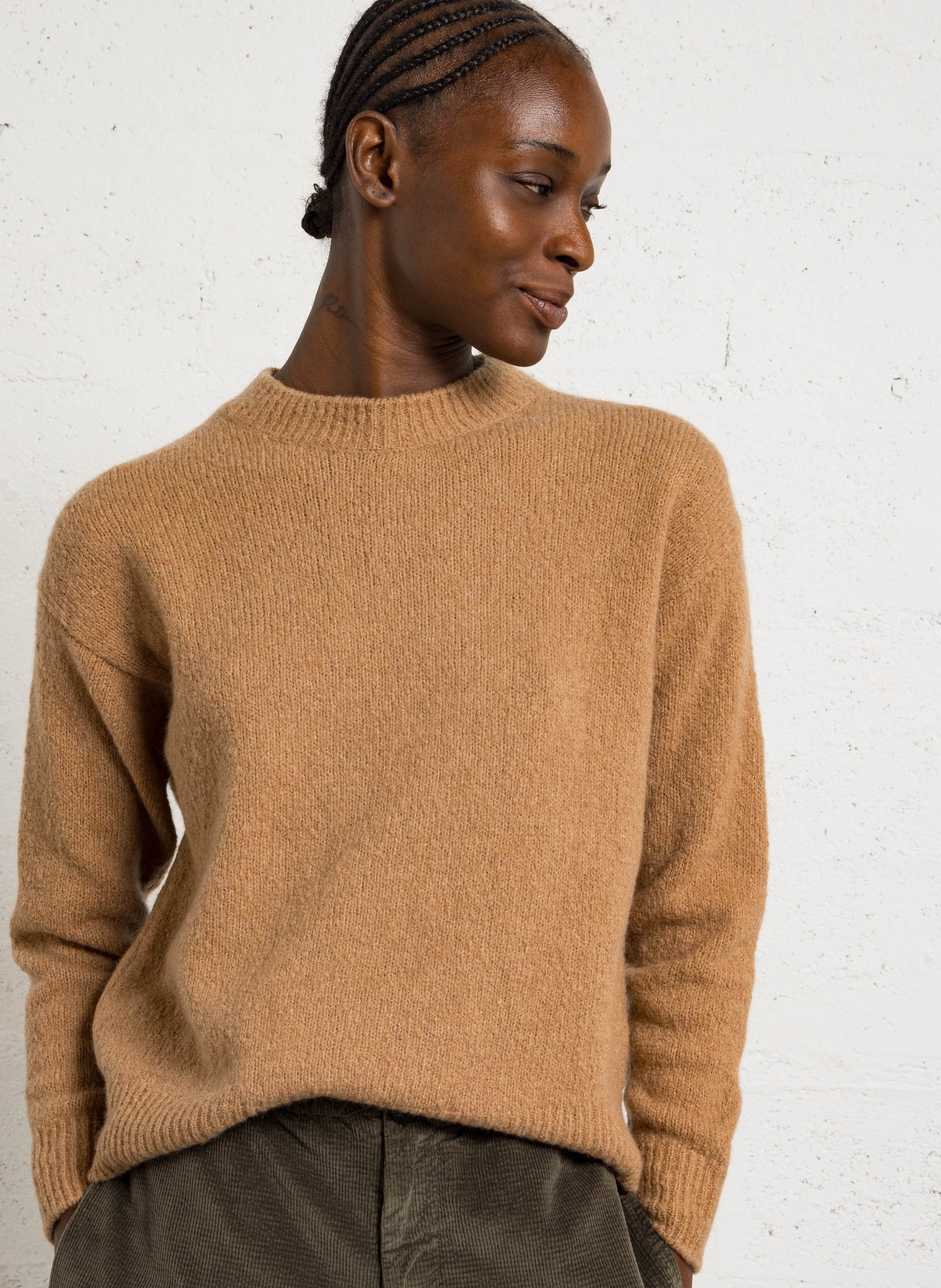 Round-neck wool-blend loose-fit sweater MASSCOB Brown