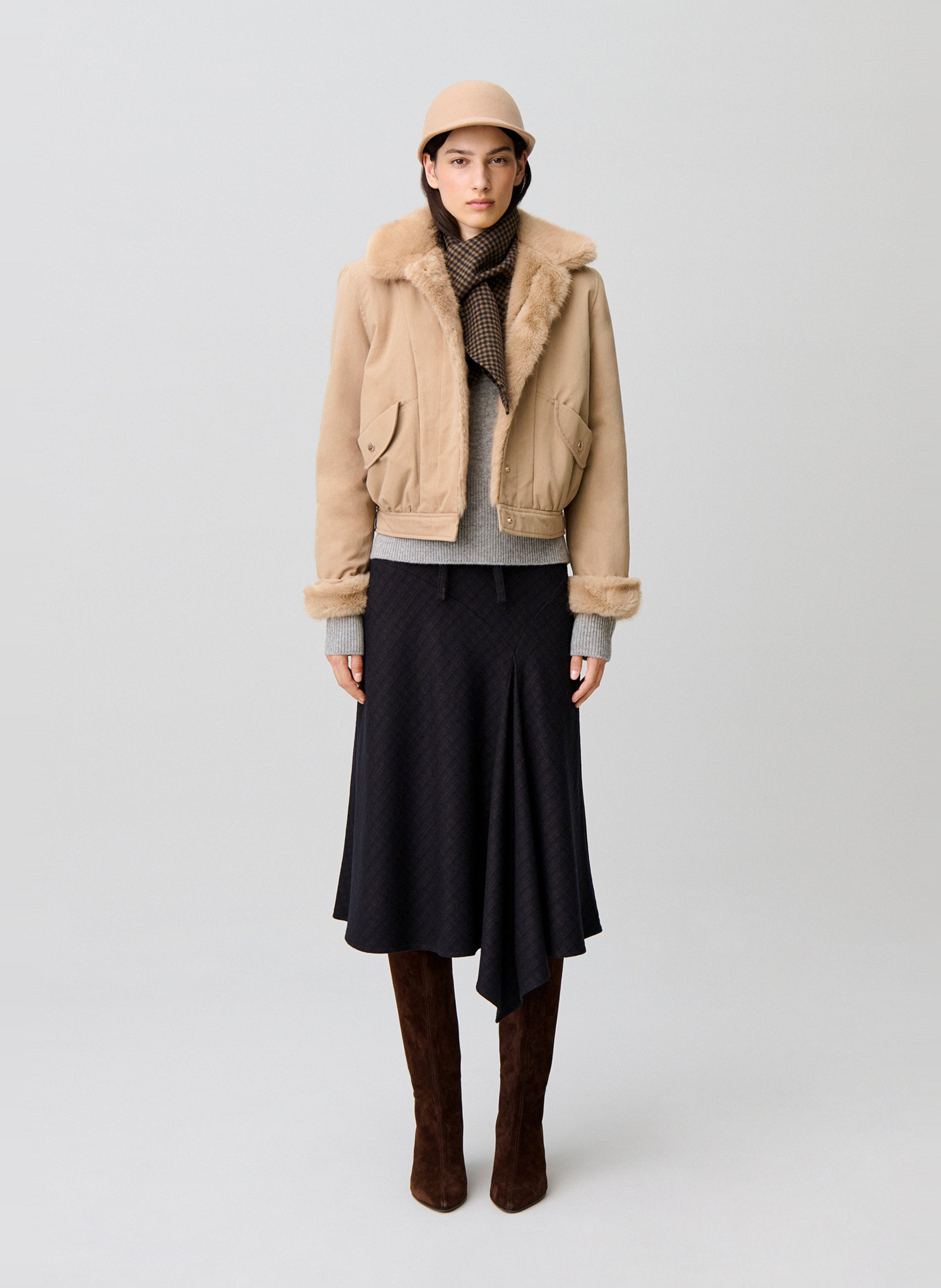 Parka van katoenmix met klassieke kraag CLAUDIE PIERLOT Beige