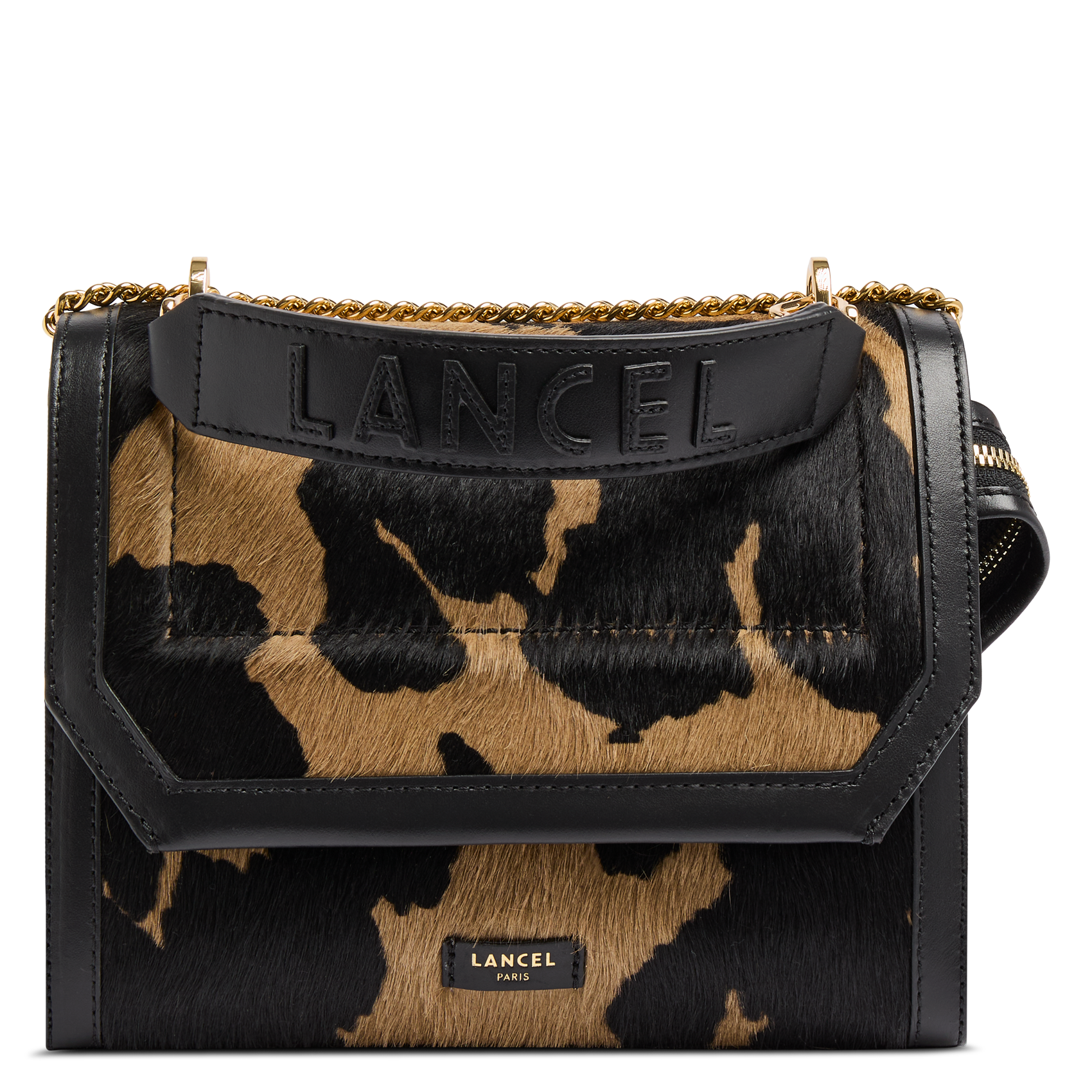 Crossbody bag with printed leather LANCEL Black