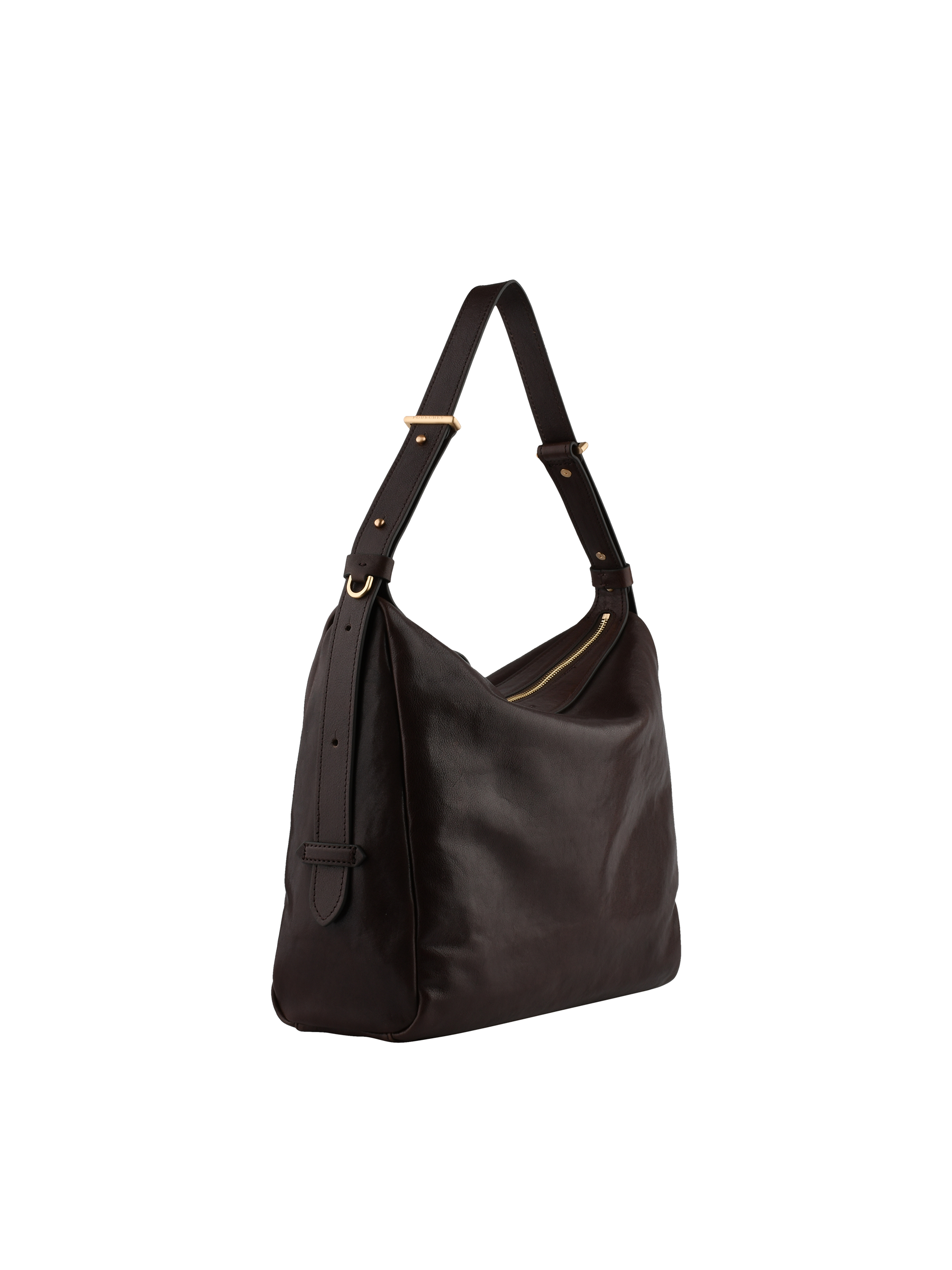 Sac porté épaule en cuir de vachette façon cuir vieilli POURCHET Marron