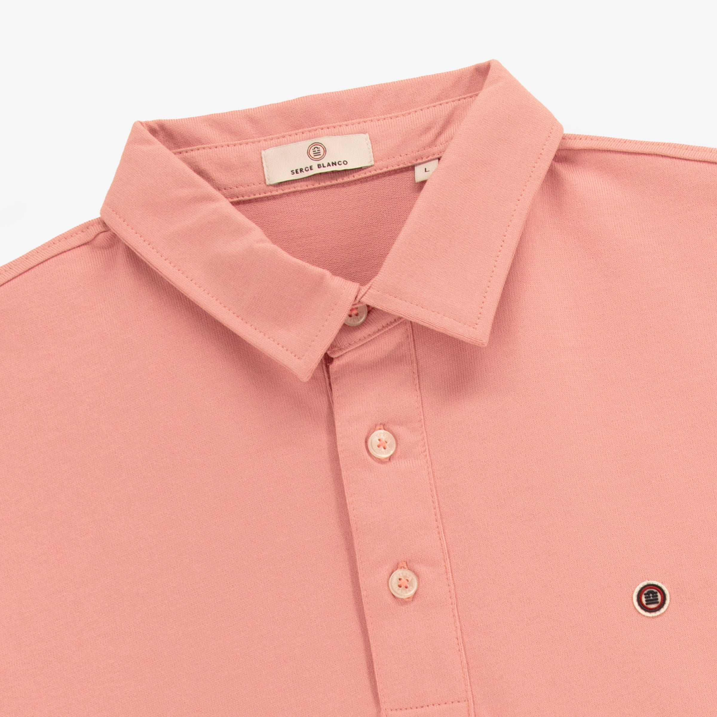 Short-sleeved polo shirt in pink cotton jersey SERGE BLANCO Pink