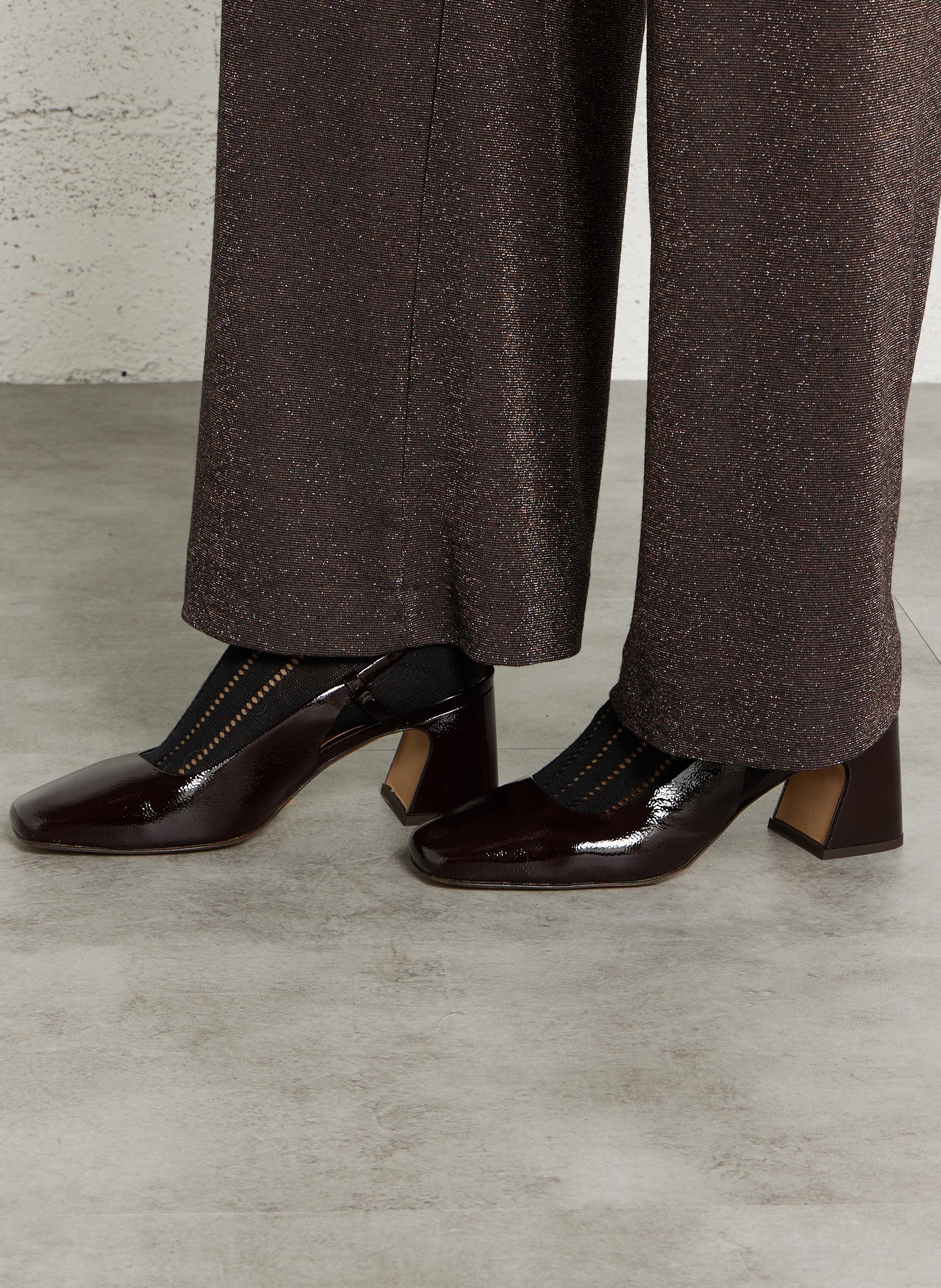 Slingback-Pumps aus Lackleder BOBBIES Braun