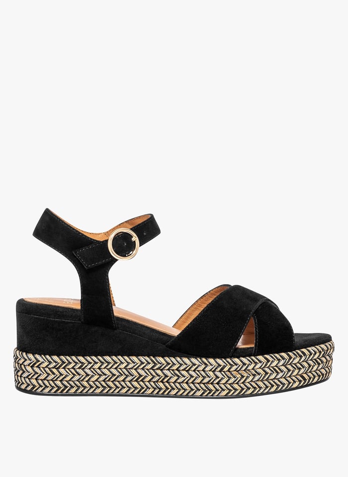 BOCAGE HELIOS Sandales compens es en cuir Noir