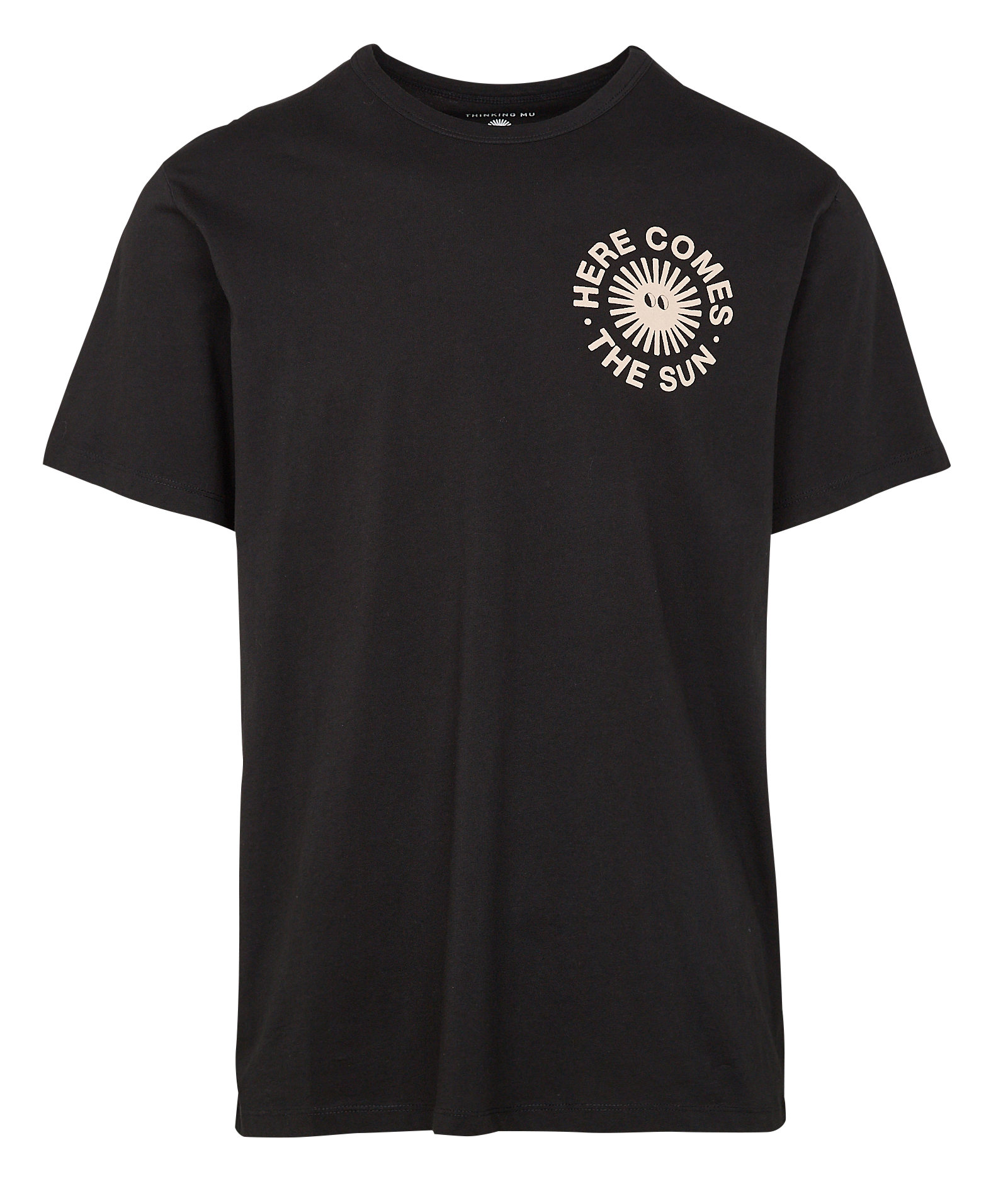 Bedrucktes Rundhals-T-Shirt aus Baumwolle, Regular Fit THINKING MU Schwarz