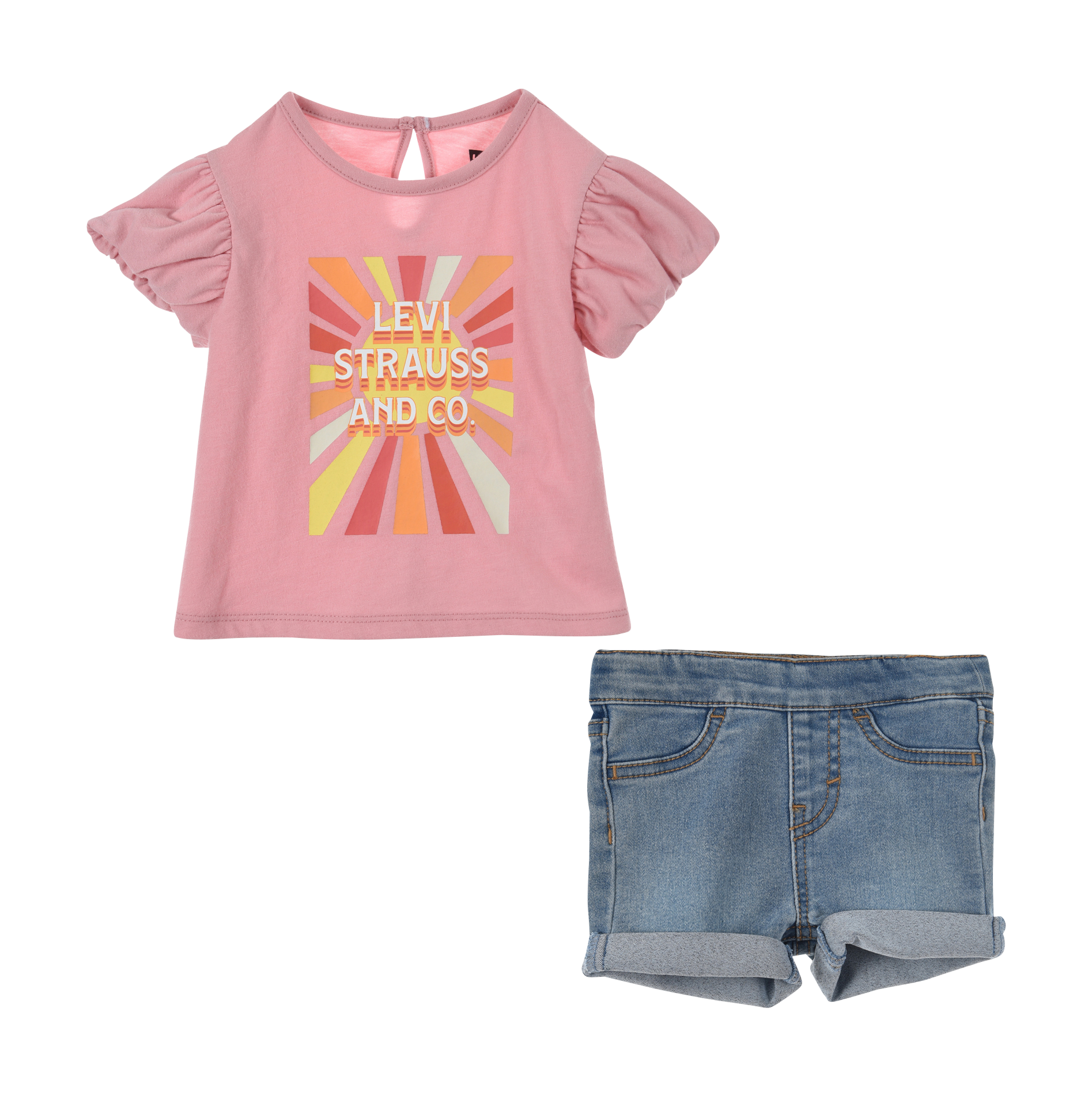Ensemble short et tee-shirt LEVI'S KIDS Rose