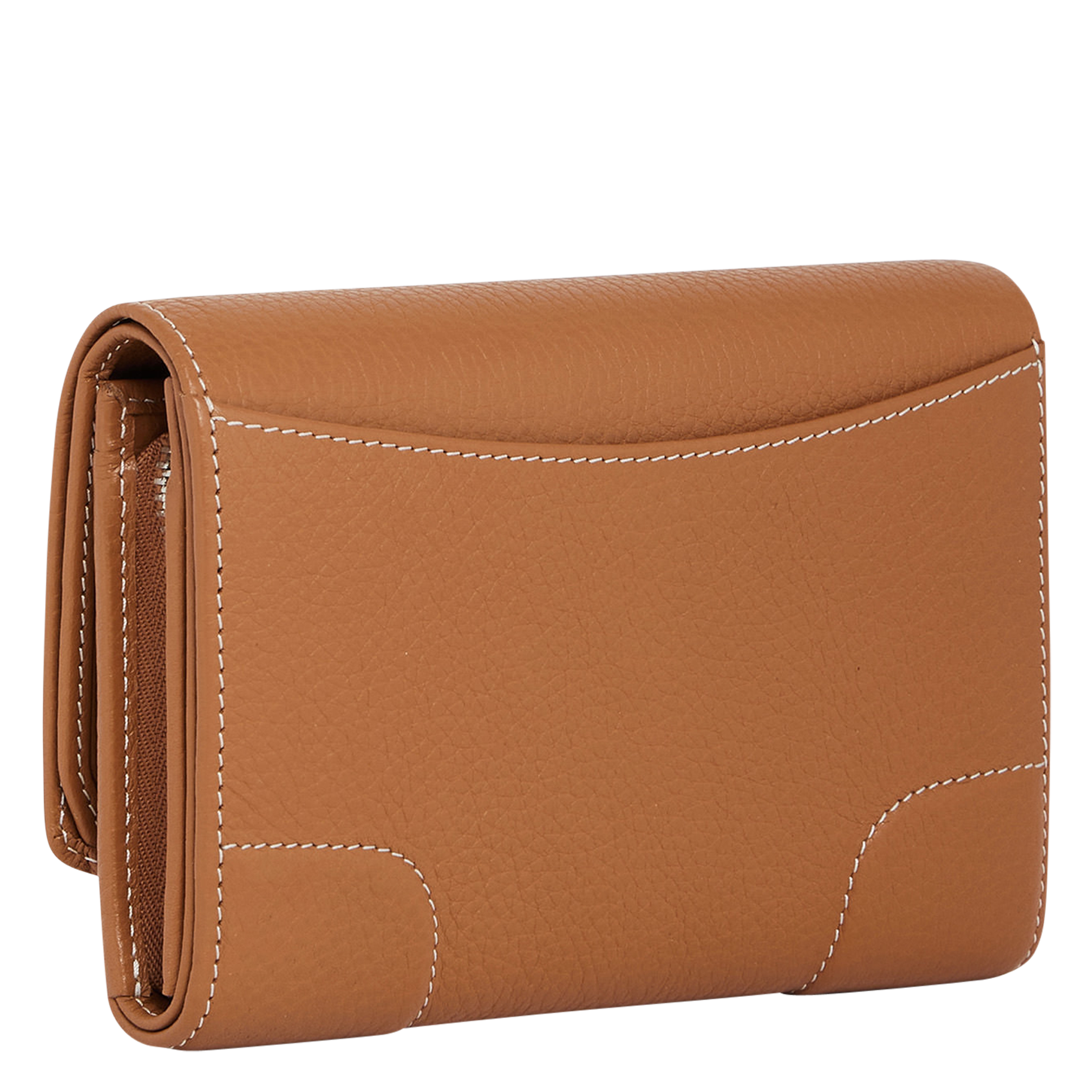 Porte-monnaie à rabat en cuir grainé LE TANNEUR Marron