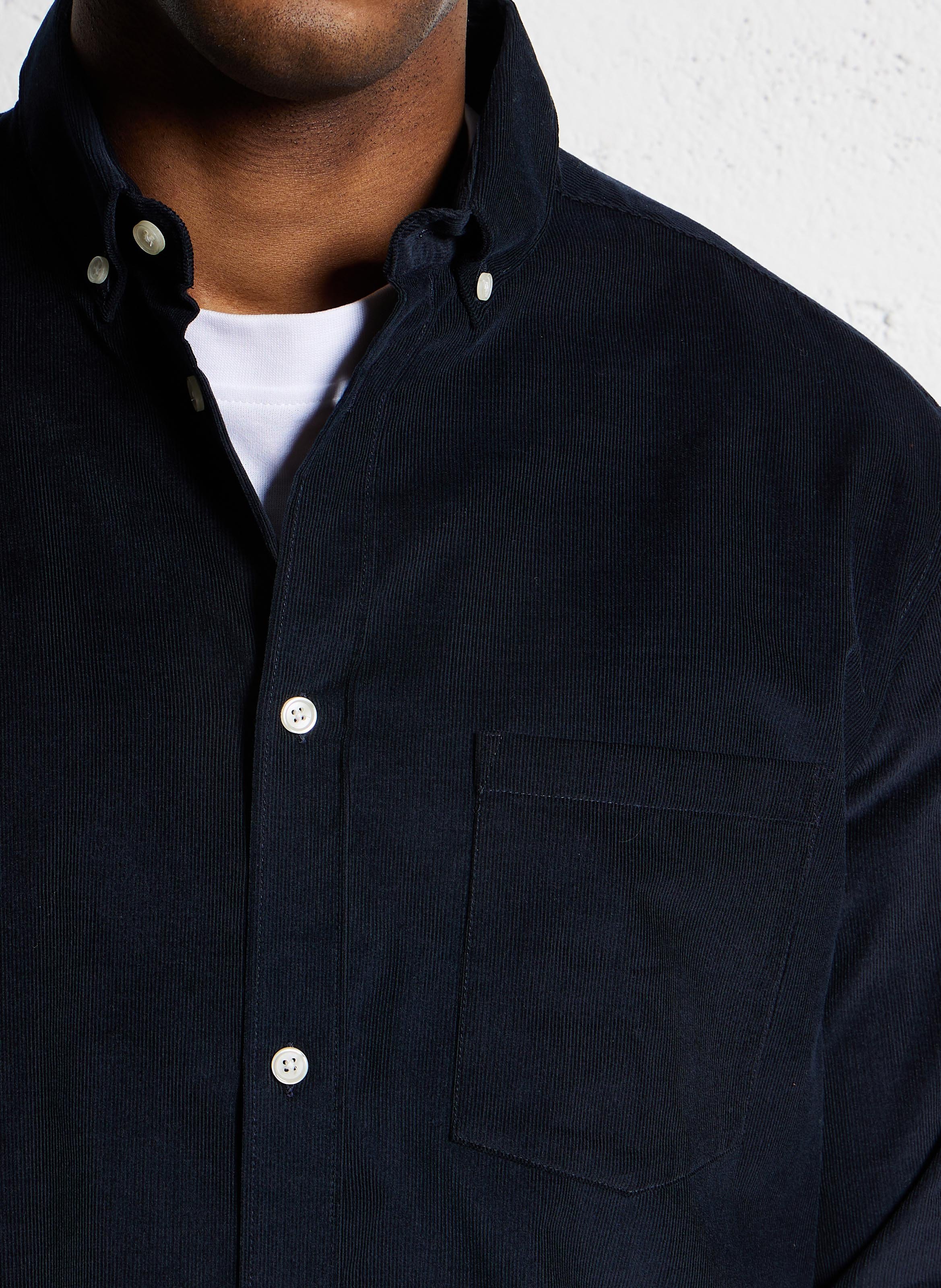 Straight ribbed cotton shirt AU PRINTEMPS PARIS Blue