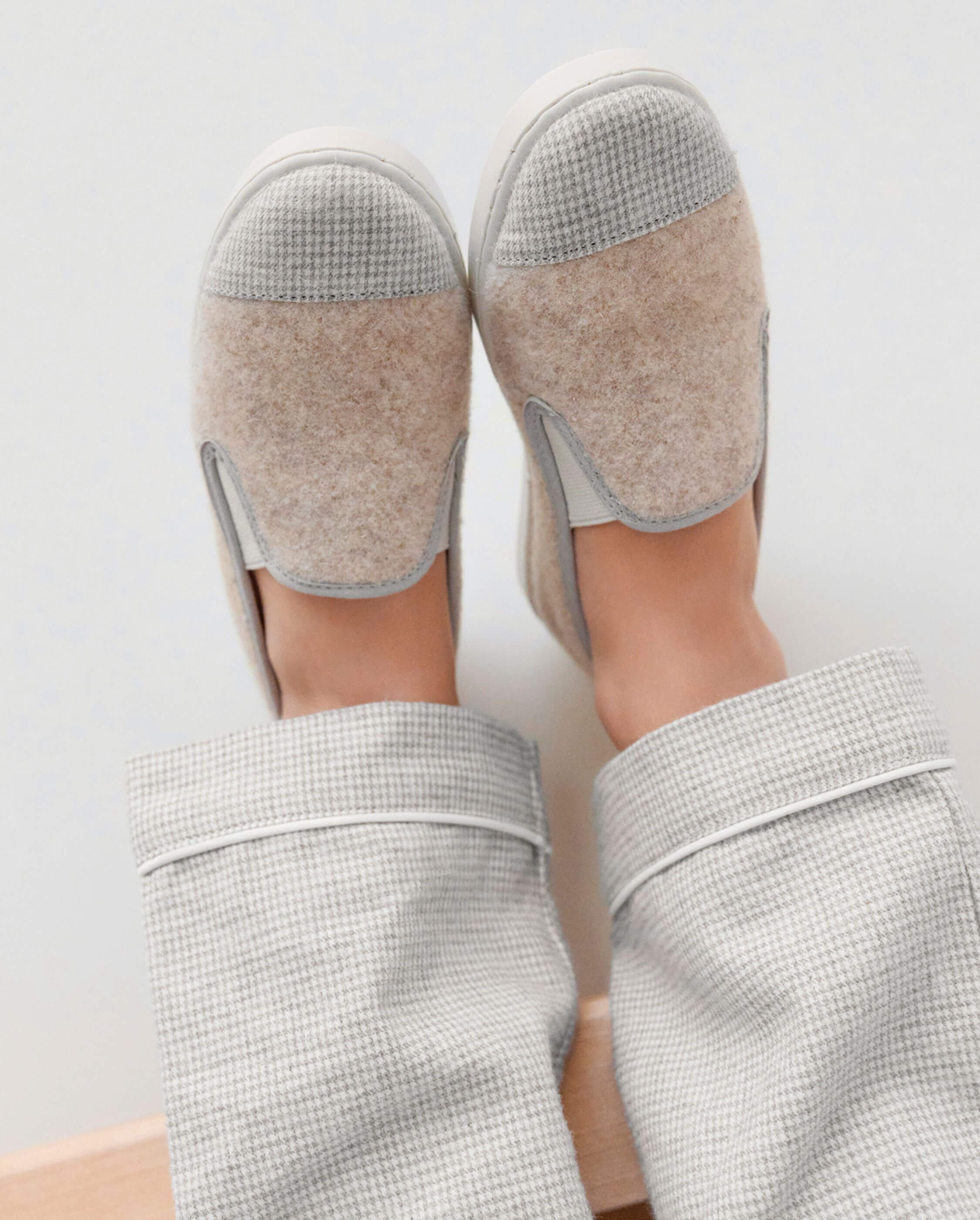 Child slipper collaboration with Tartine et Chocolat, checkered pattern ANGARDE Beige