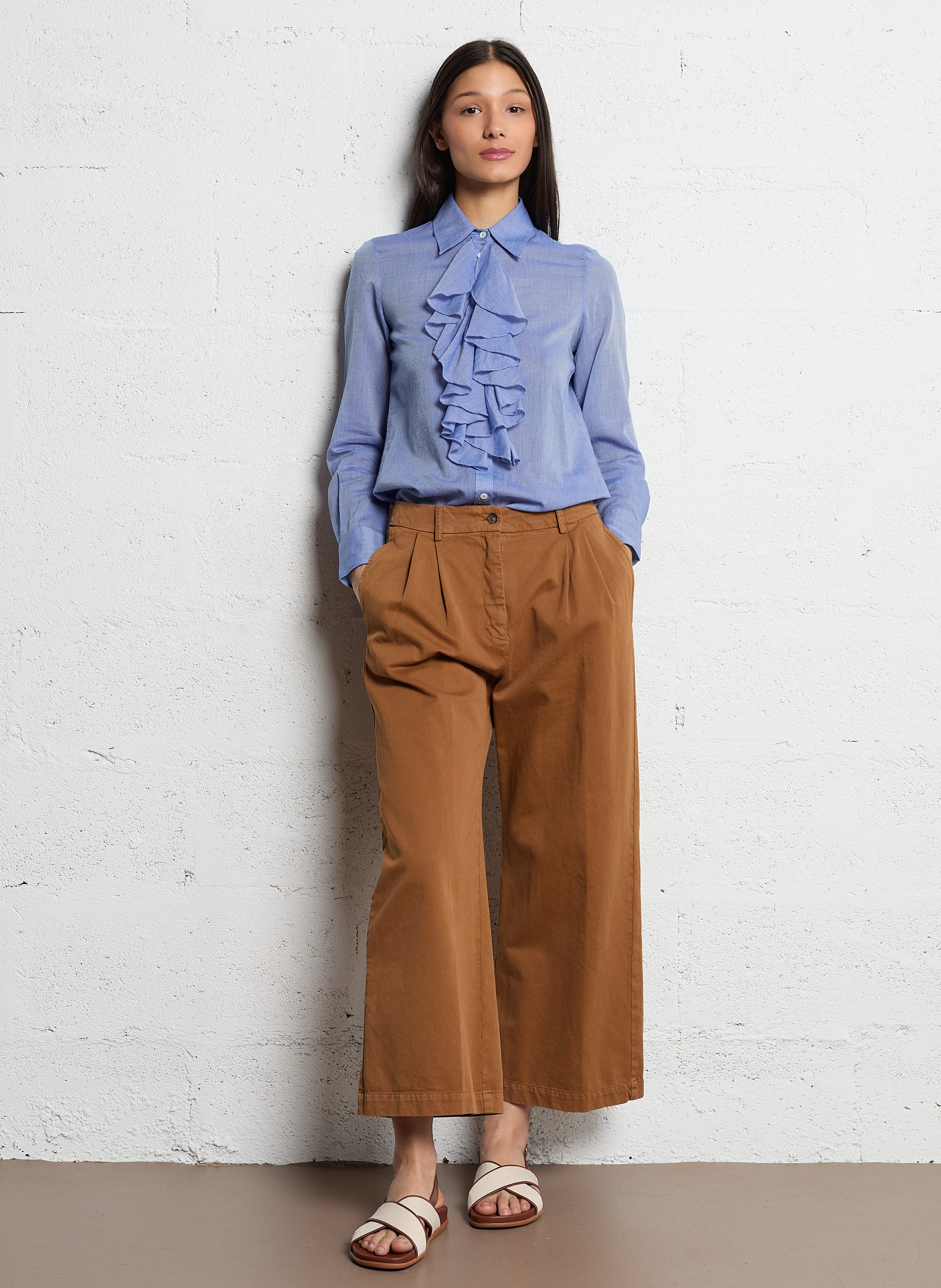 Wide cotton trousers  DIEGA Brown