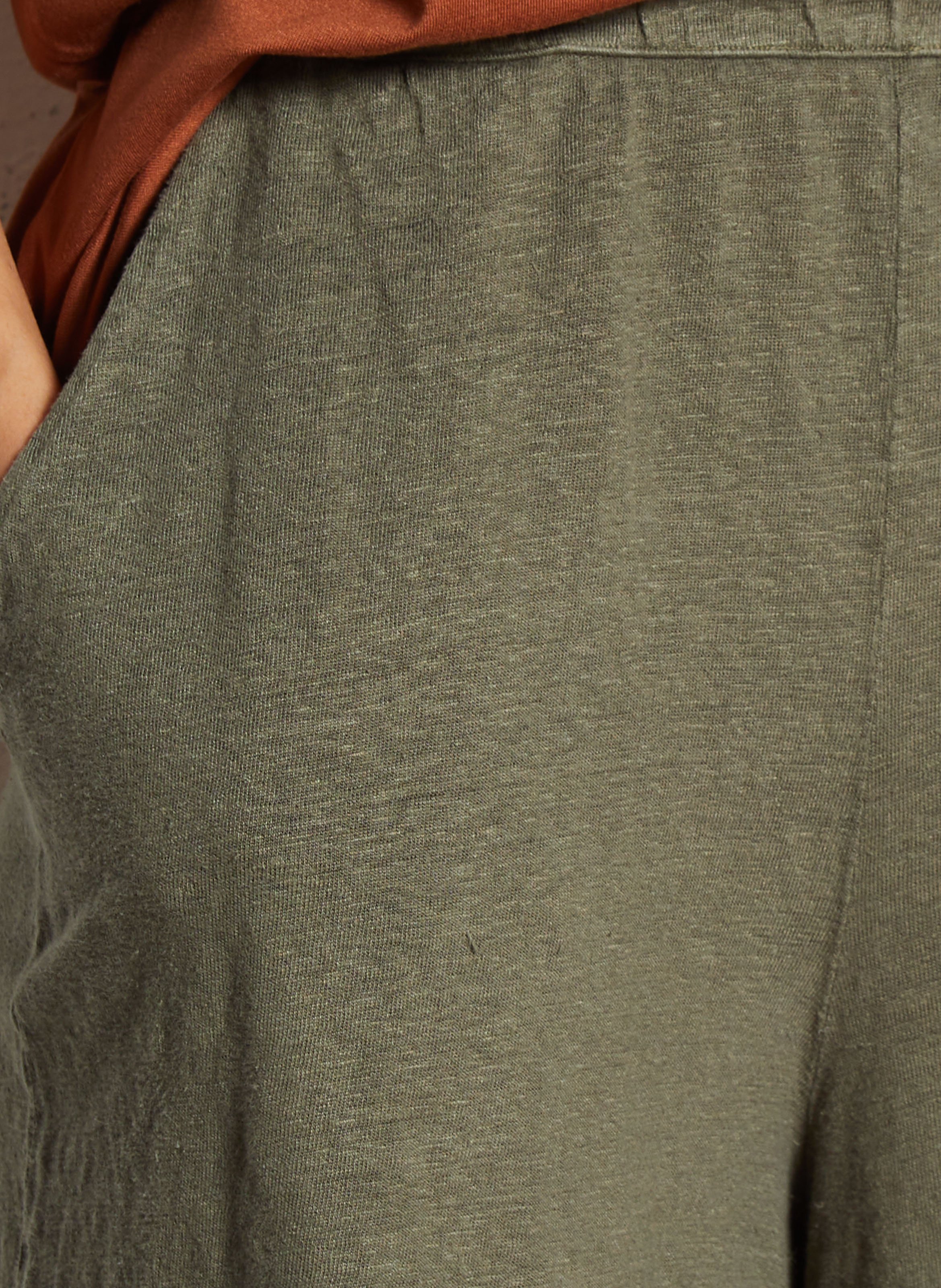 Short droit en lin mélangé MAJESTIC FILATURES Kaki