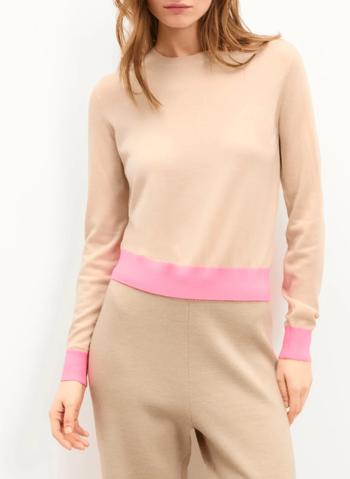 Trui met lange mouwen en bedrukte wol FROM FUTURE Beige