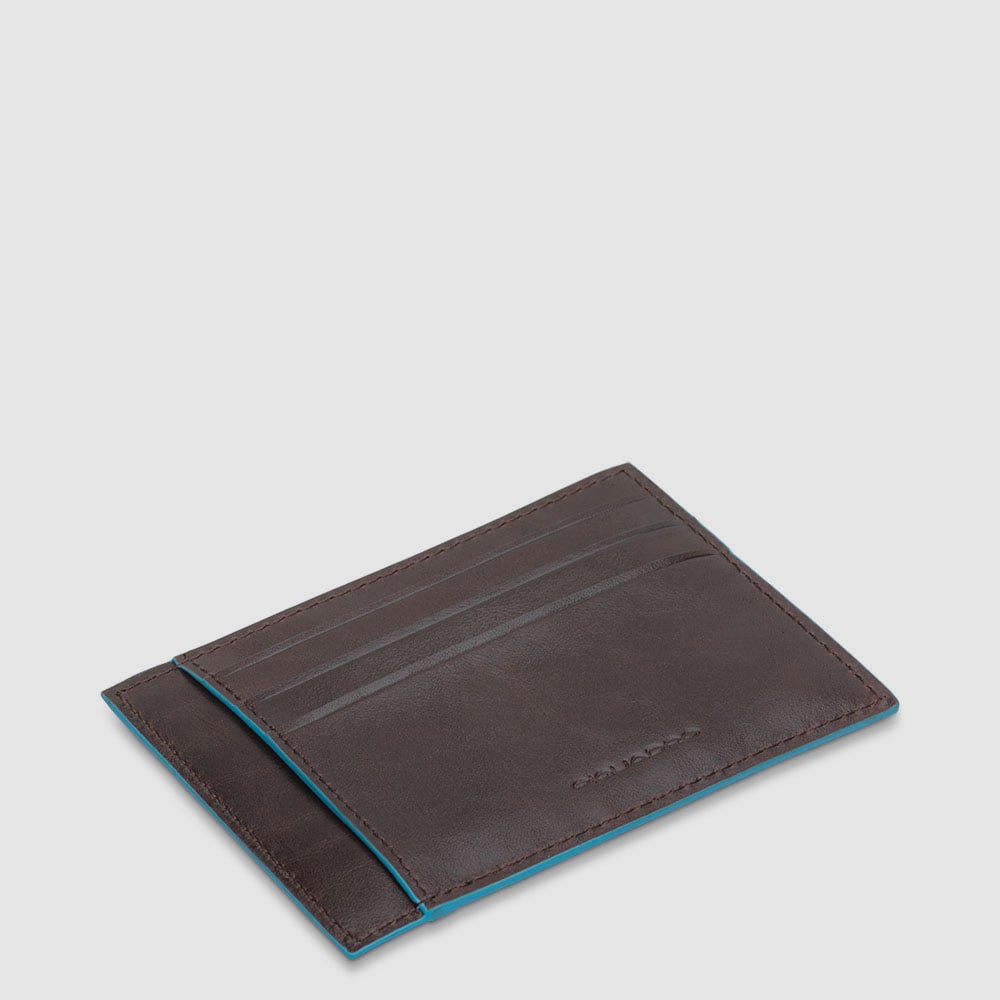 - 100% leather, - 6 cardholder slots, - 1 central compartment, - Size: L10 x H7 cm. PIQUADRO Blue