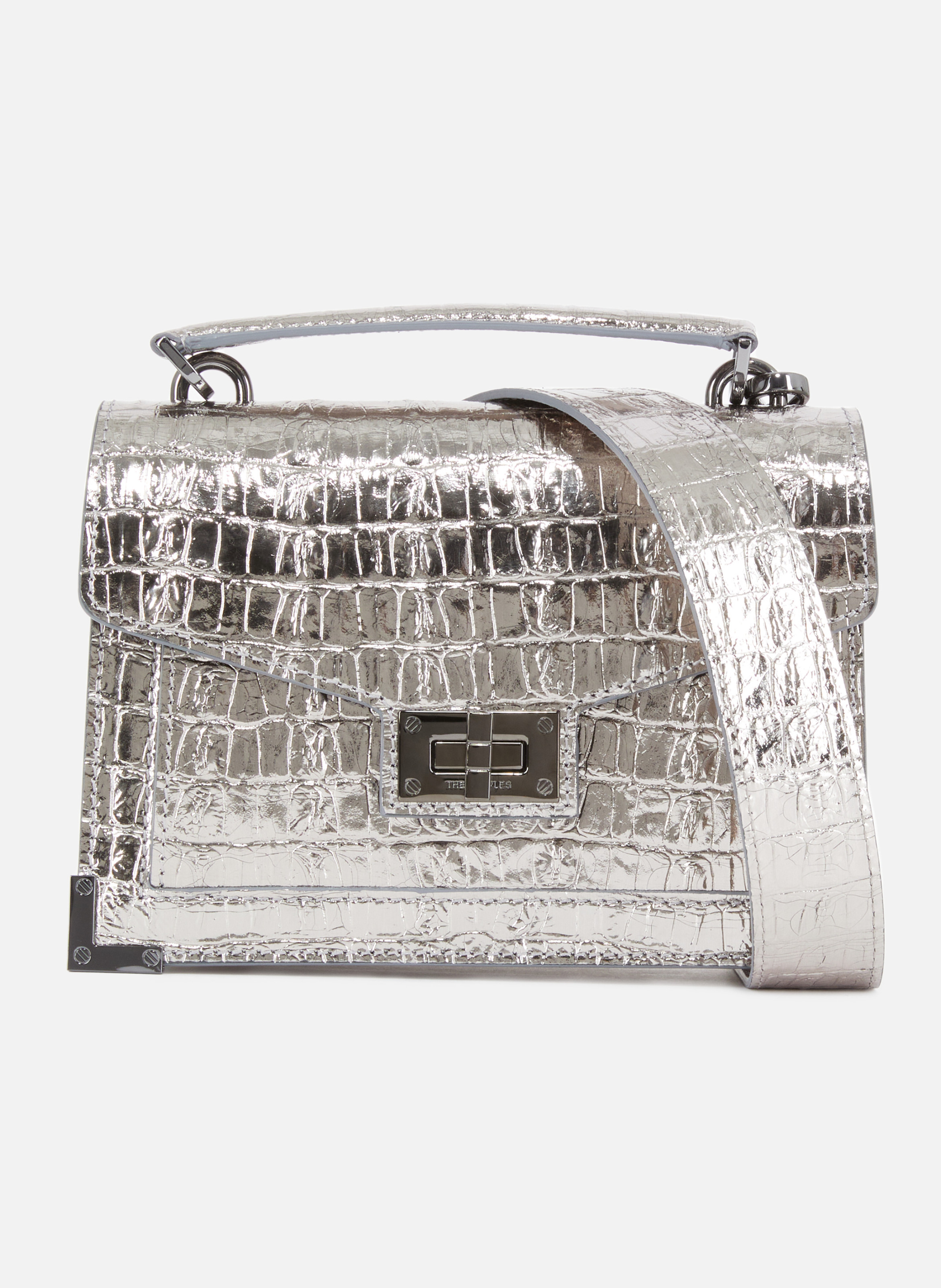 Emily small crocodile-effect leather bag THE KOOPLES Silver