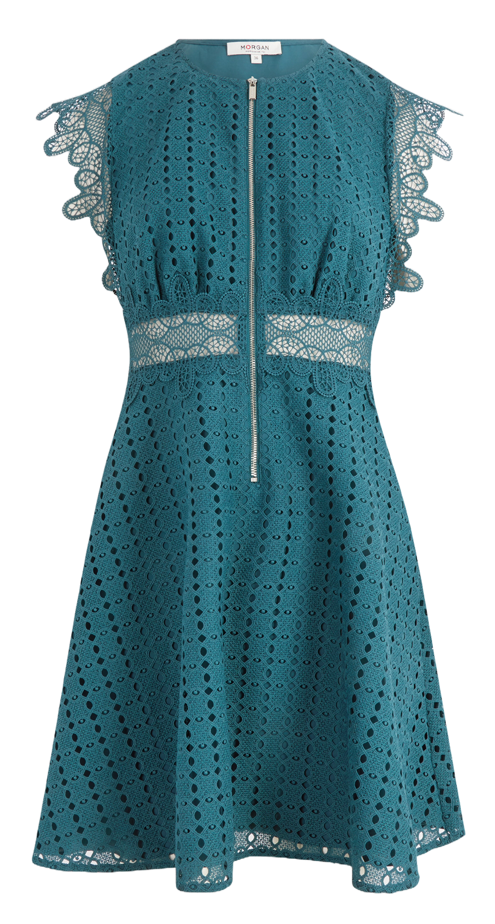 Short lace round-neck dress MORGAN Blue