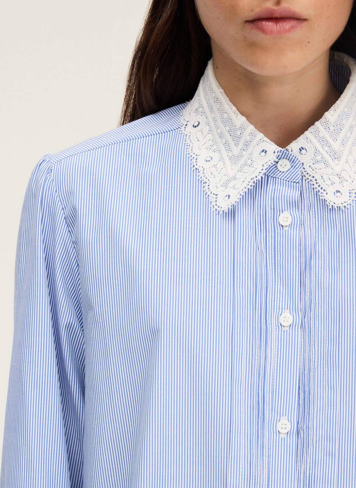 Chemise droite col classique en coton PABLO Bleu