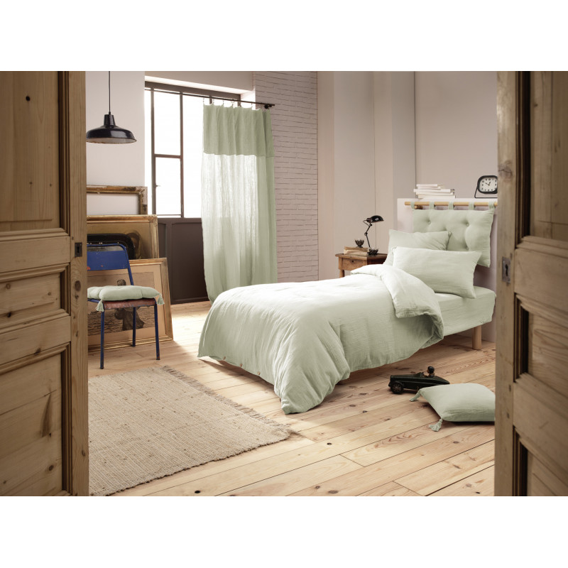 "Duvet cover set "Gaia" all sizes "cotton gauze"" L'EFFET PAPILLON Green