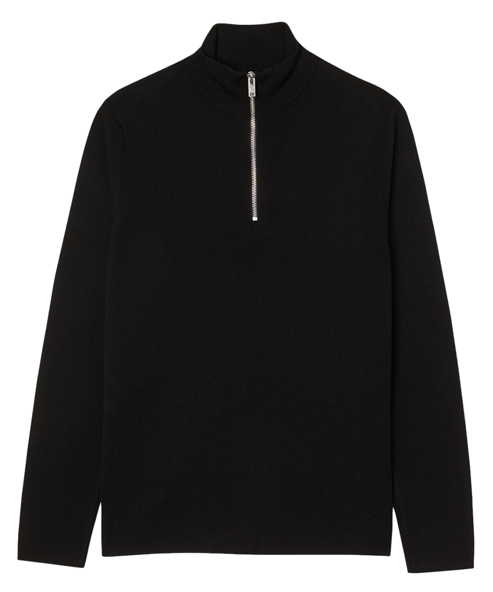 High-neck wool sweater with zip  Noir carbone