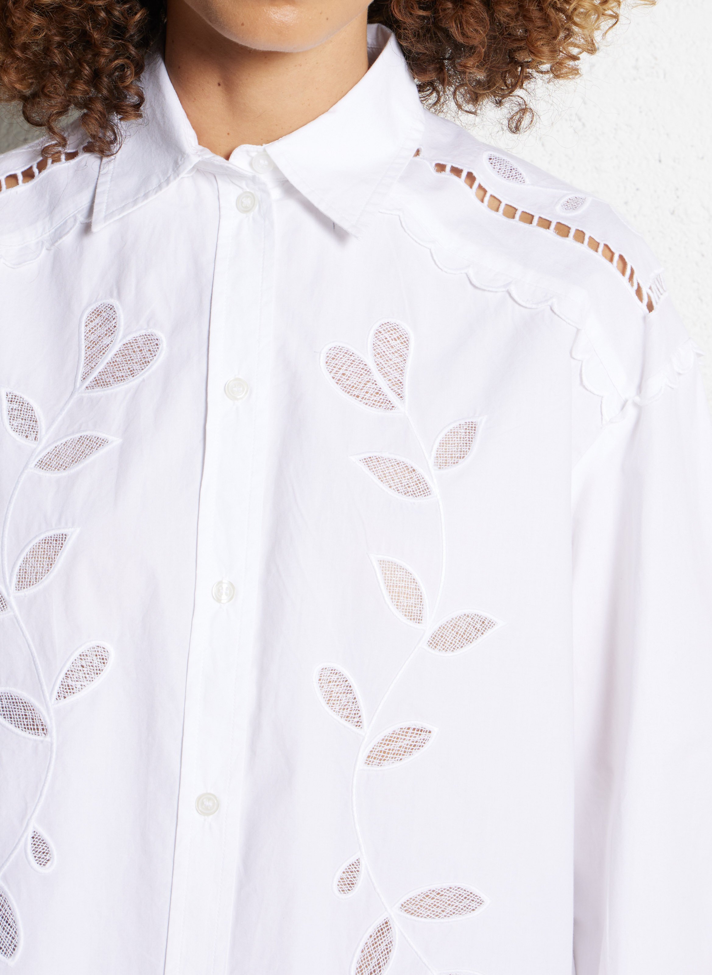 Bio-Baumwollbluse mit klassischem Kragen STELLA NOVA Weiss