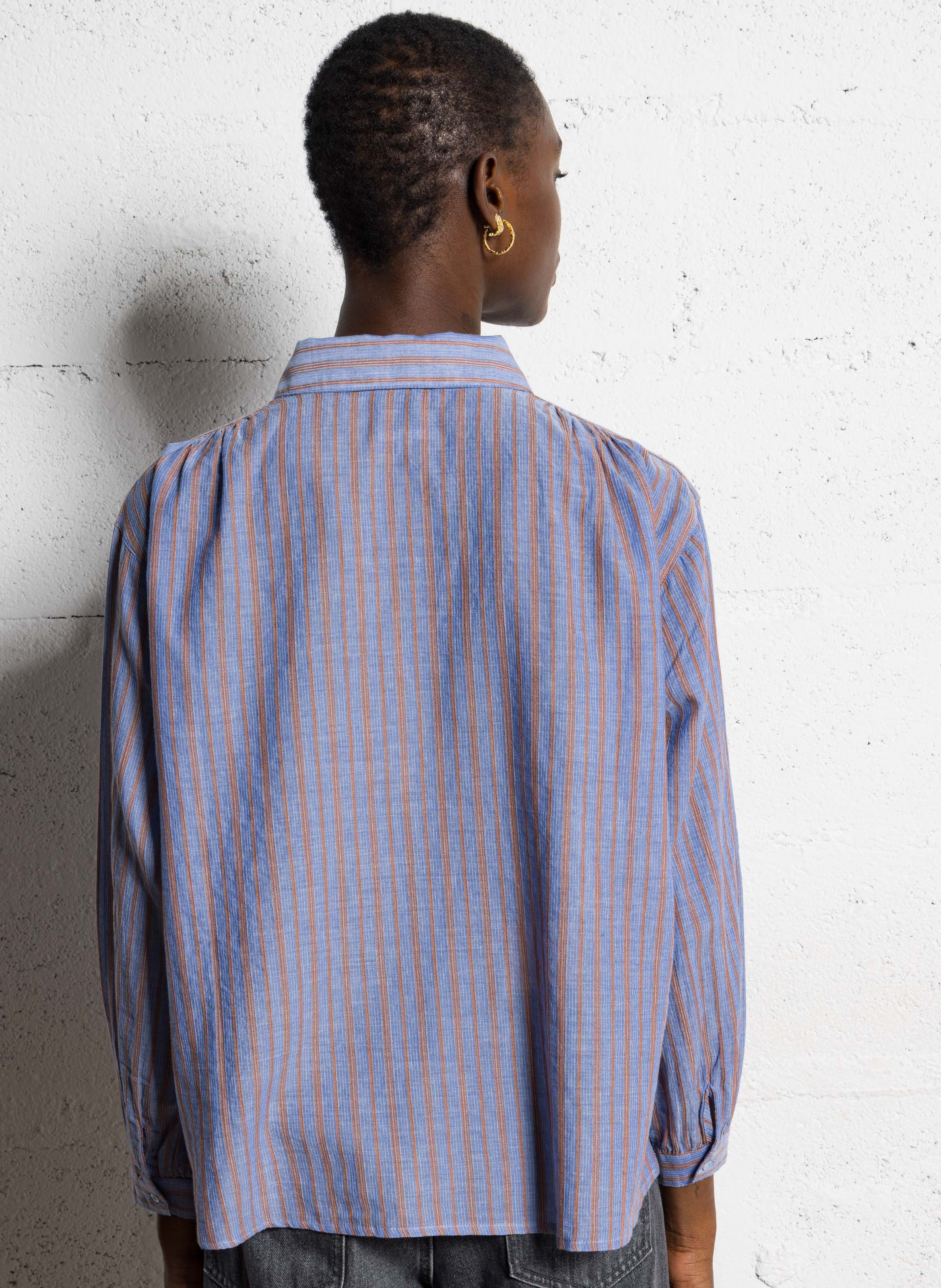 Chemise oversize en coton rayé SACRECOEUR Bleu