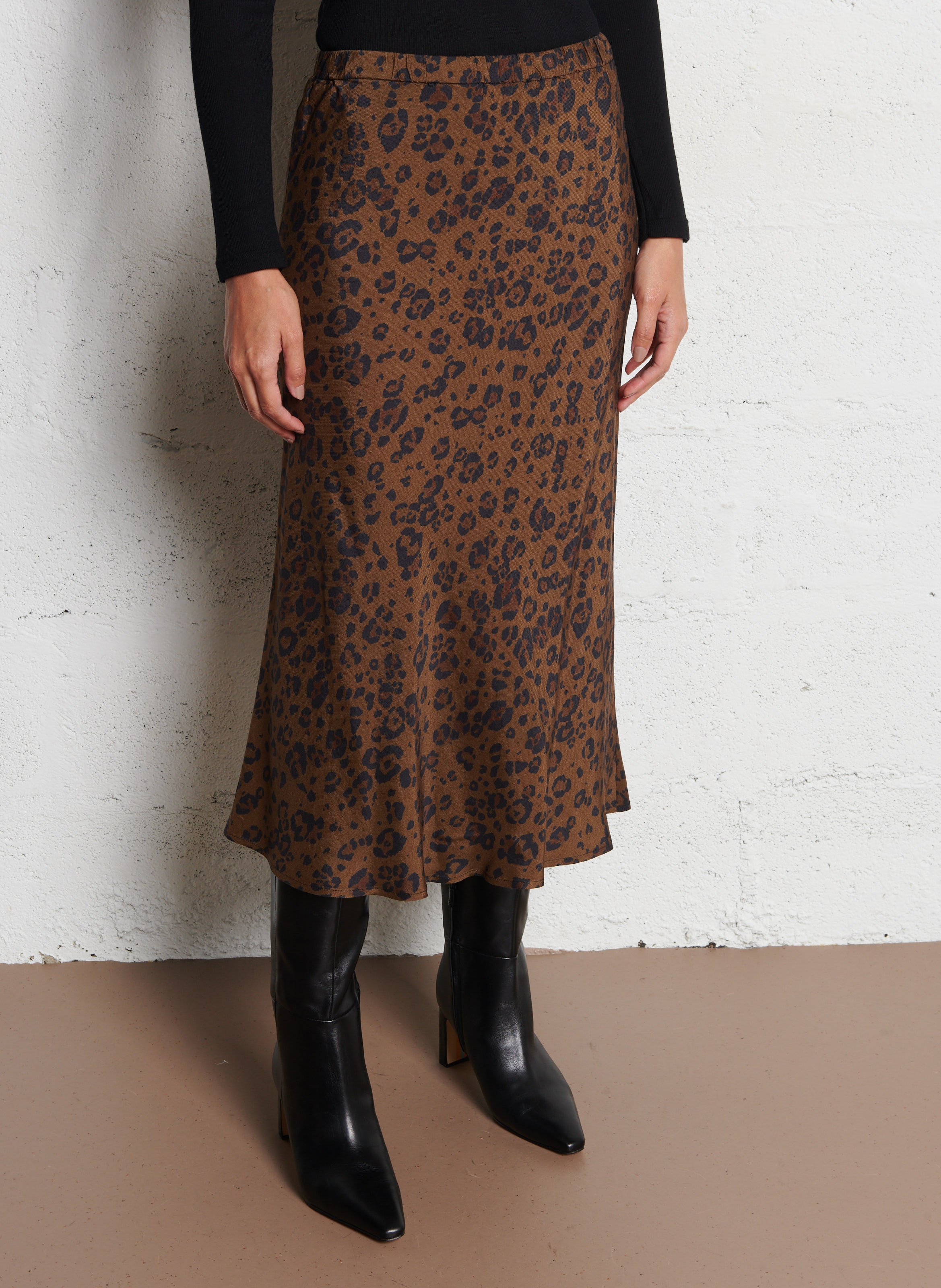 Jupe midi imprimé léopard HARTFORD Multicolore