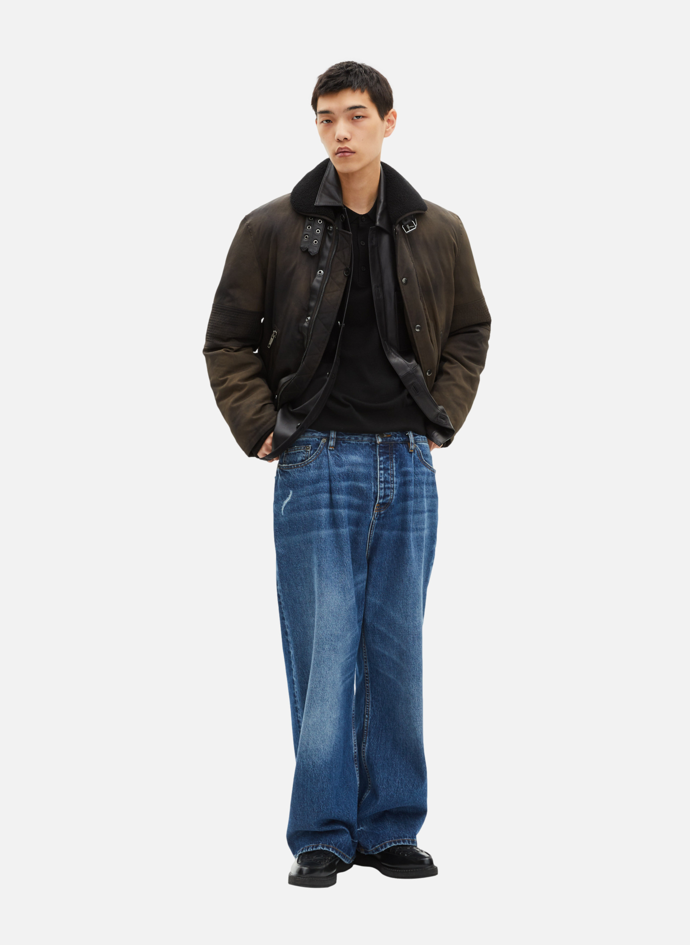 Puffer jacket with sherpa collar THE KOOPLES Brown