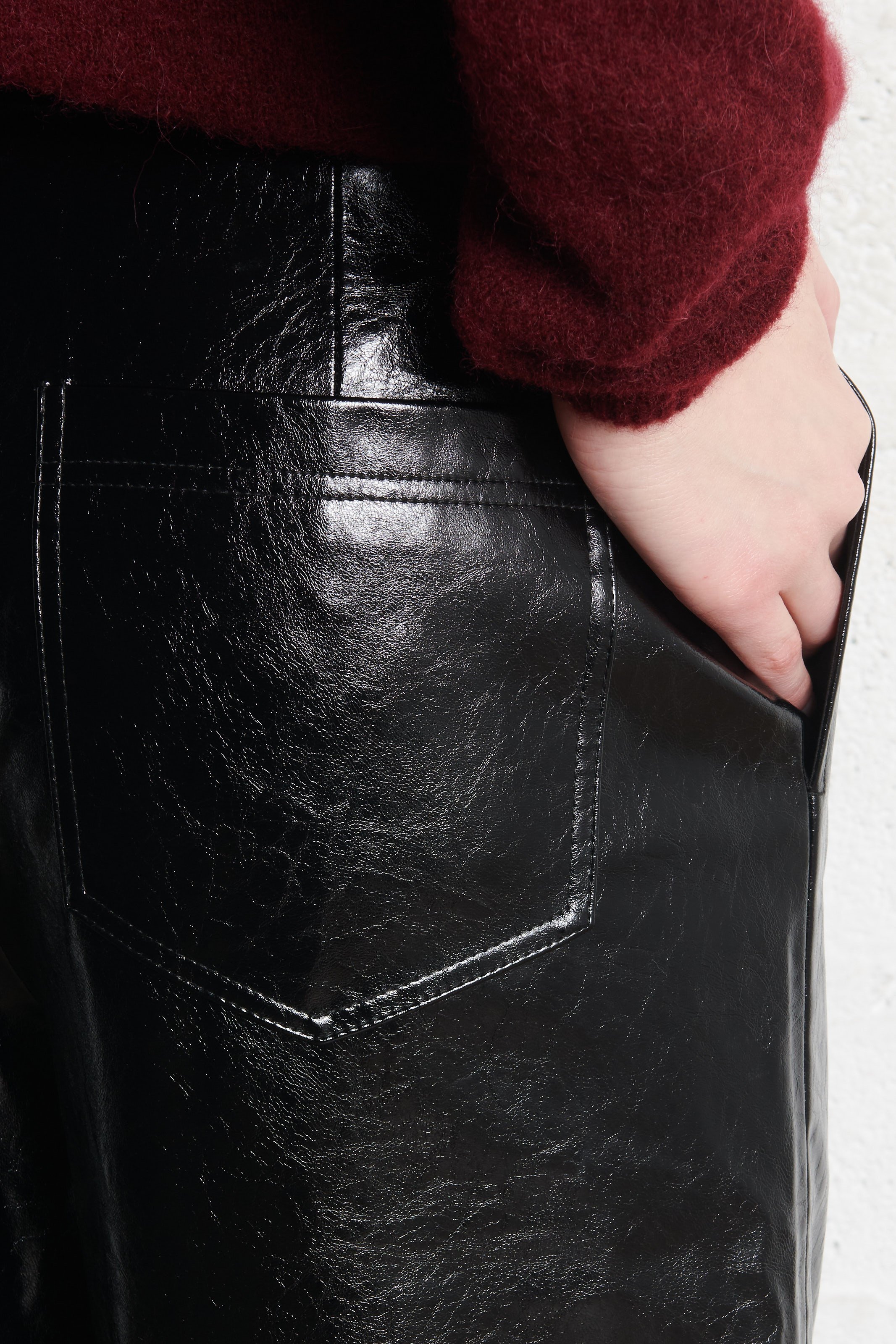 Wijde broek van imitatieleer BERENICE Zwart