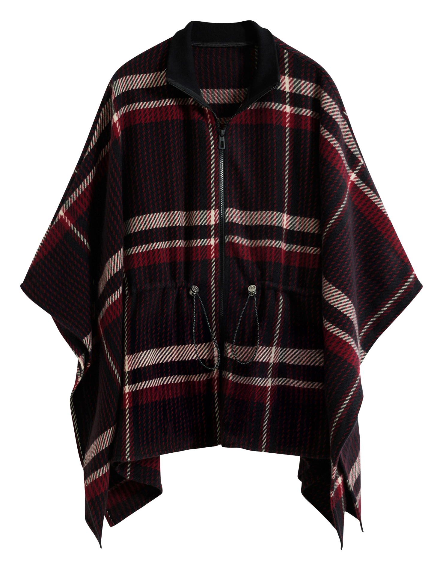 Poncho ample zippé à carreaux  DESIGUAL Noir