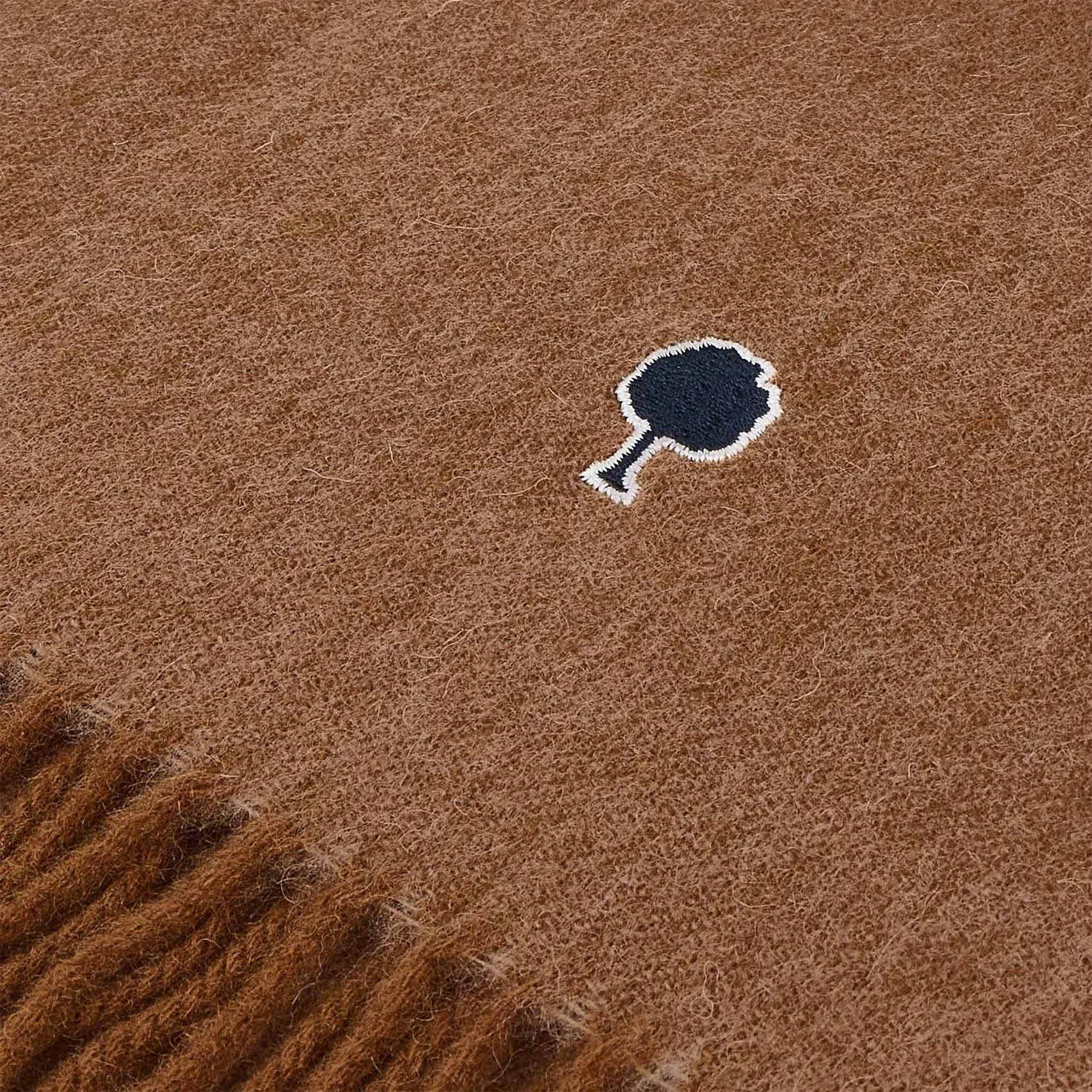 Einfarbiger Schal mit besticktem Logo aus Wolle FAGUO Braun