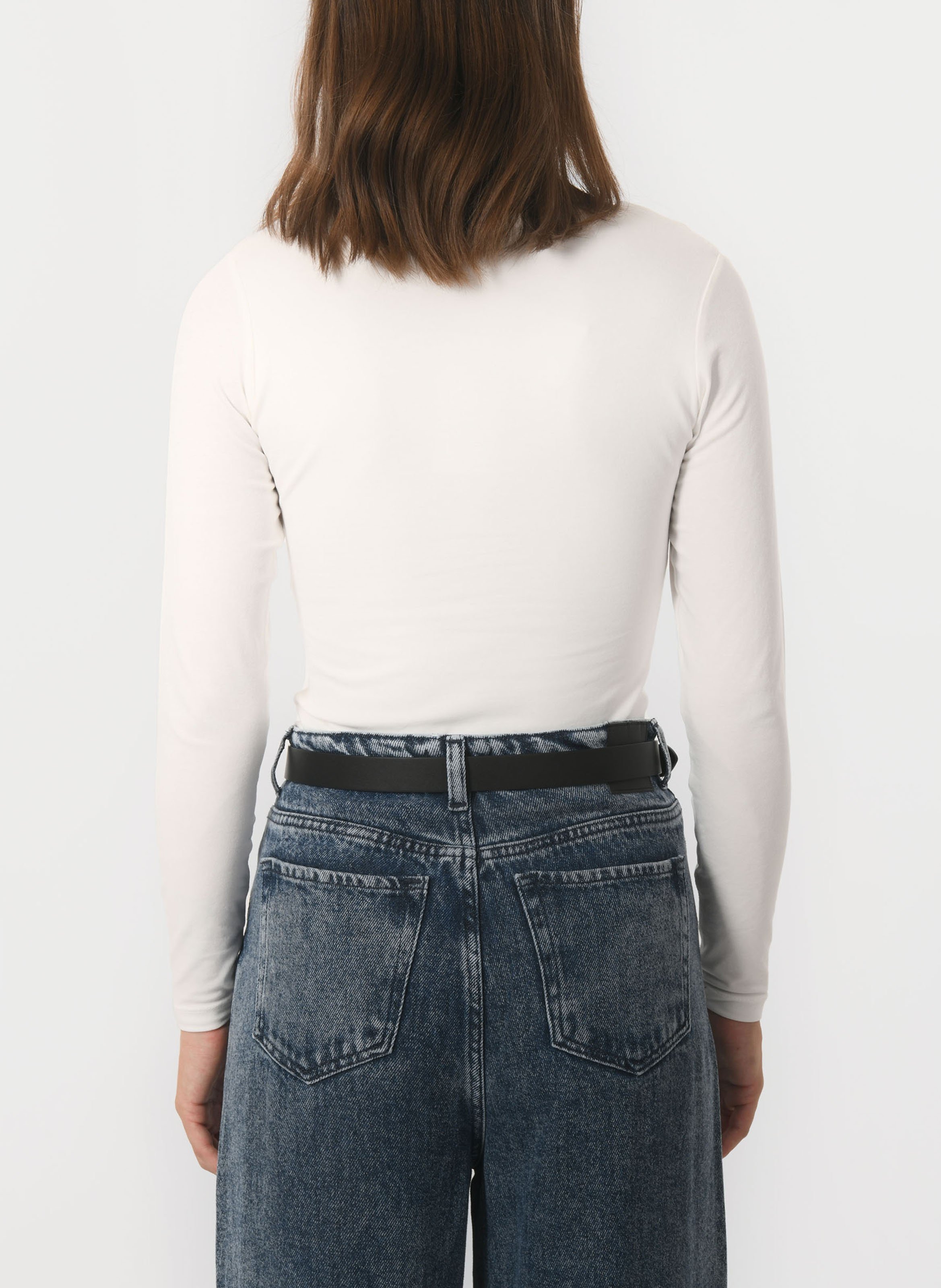 Tee-shirt moulant col carré en coton mélangé KOOKAI Blanc