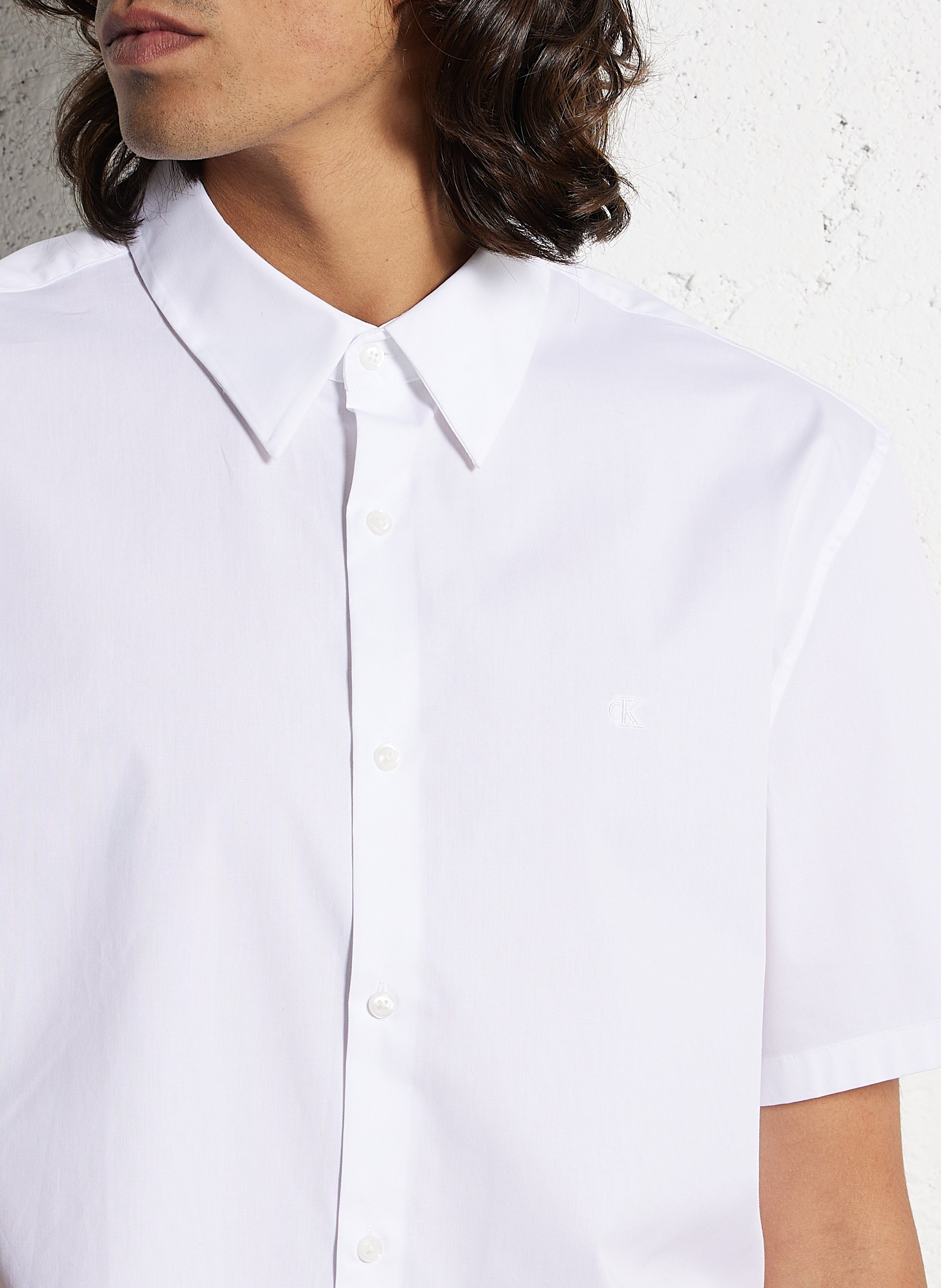 Cotton-mix slim-fit shirt CALVIN KLEIN White