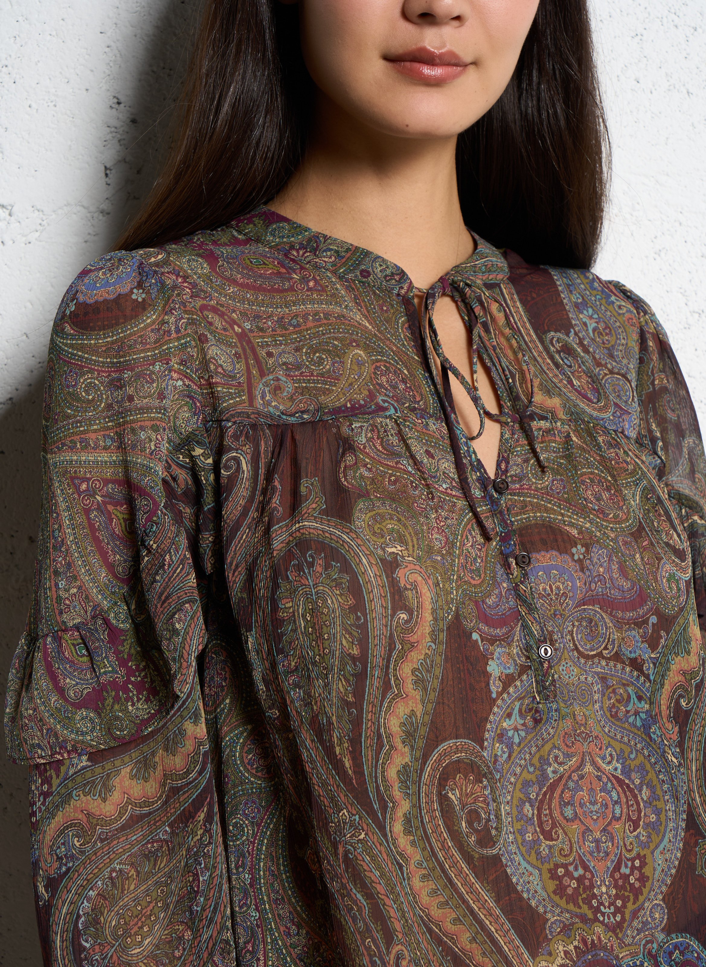 Loose-fit printed blouse SUD EXPRESS Brown