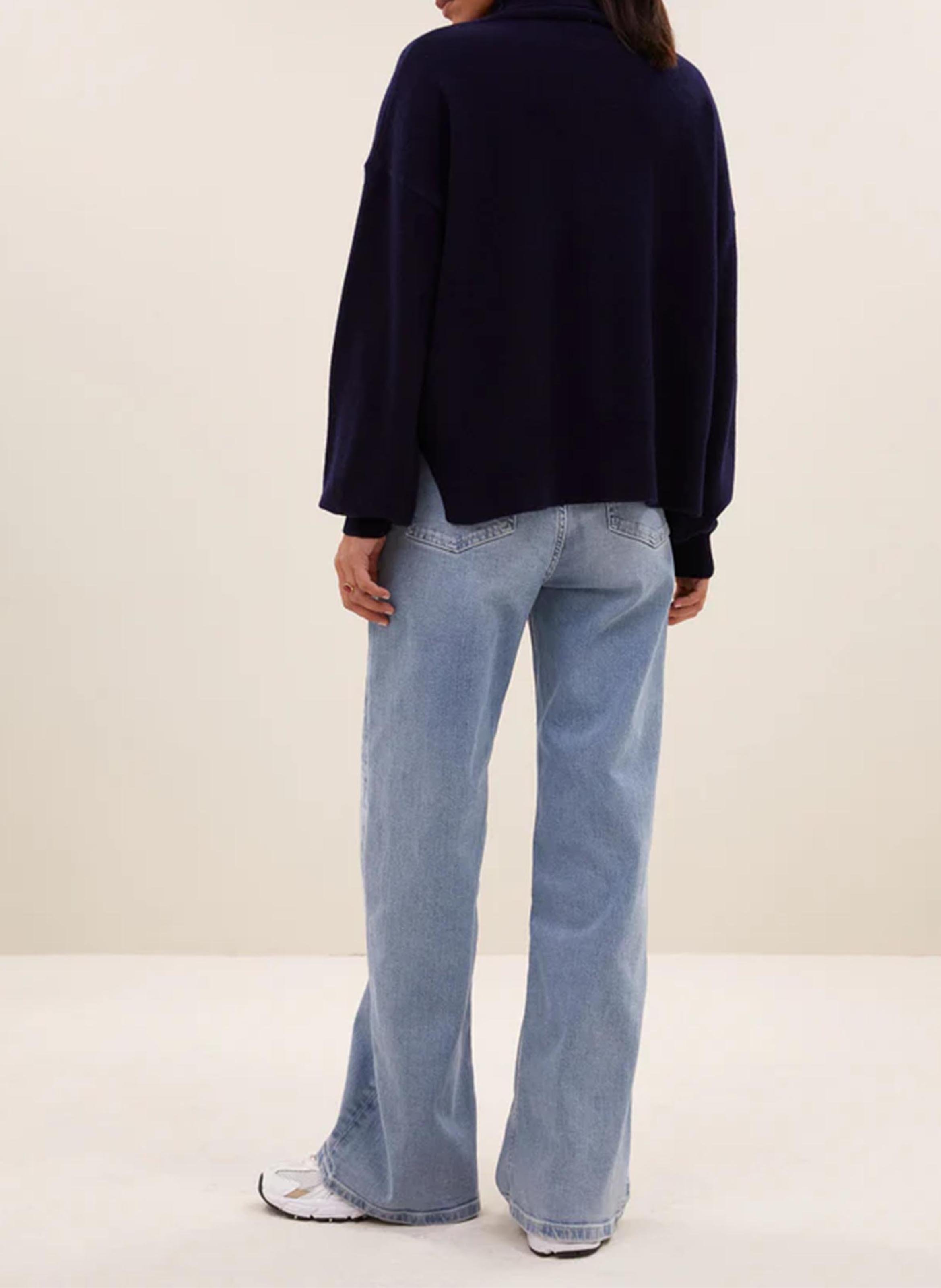 Oversized coltrui in effen wol BY BAR Blauw